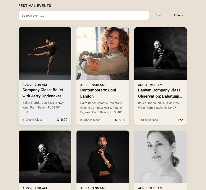 Banyan-Dance-Festival-ticketing page designed by Studio 113 with Eventually Ticketing on Squarespace