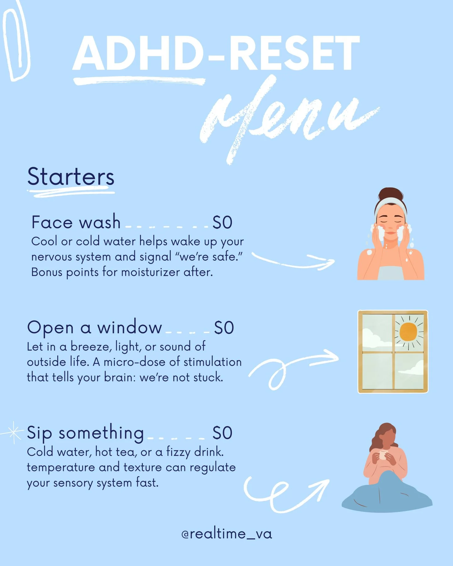 When your brain&rsquo;s in a funk and you don&rsquo;t know where to start, just order off the ADHD-Reset Menu.

You don&rsquo;t need a full plan. Just one gentle action that tells your nervous system, &ldquo;we&rsquo;re safe.&rdquo;

Save this for la