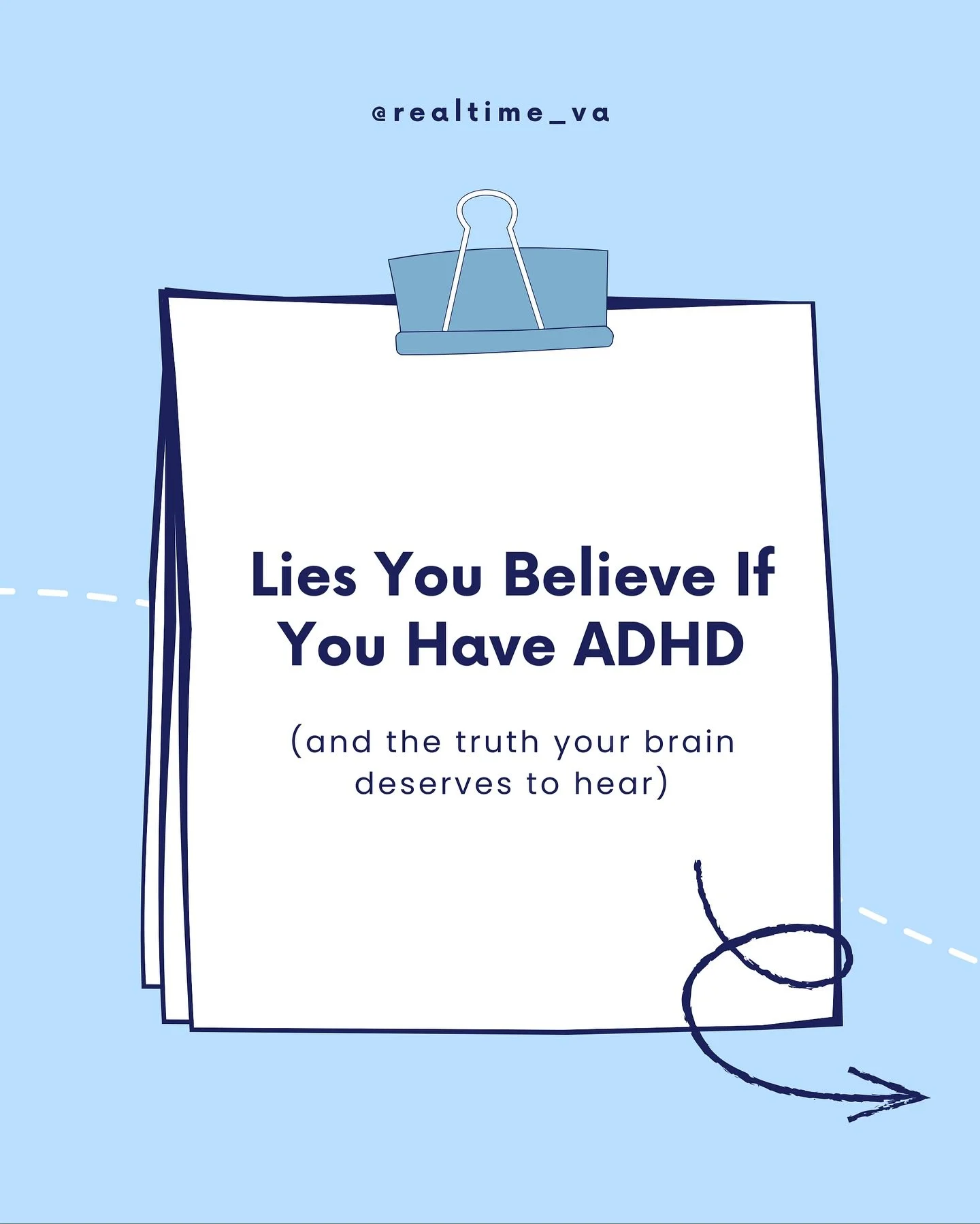 None of it&rsquo;s true, you&rsquo;re not wired wrong, you&rsquo;re just wired differently. 💙

Comment &lsquo;Support&rsquo; to start working WITH your ADHD brain and not against it 👇

#adhdtips #adhdsupport #virtualassistance #adhdfriendly