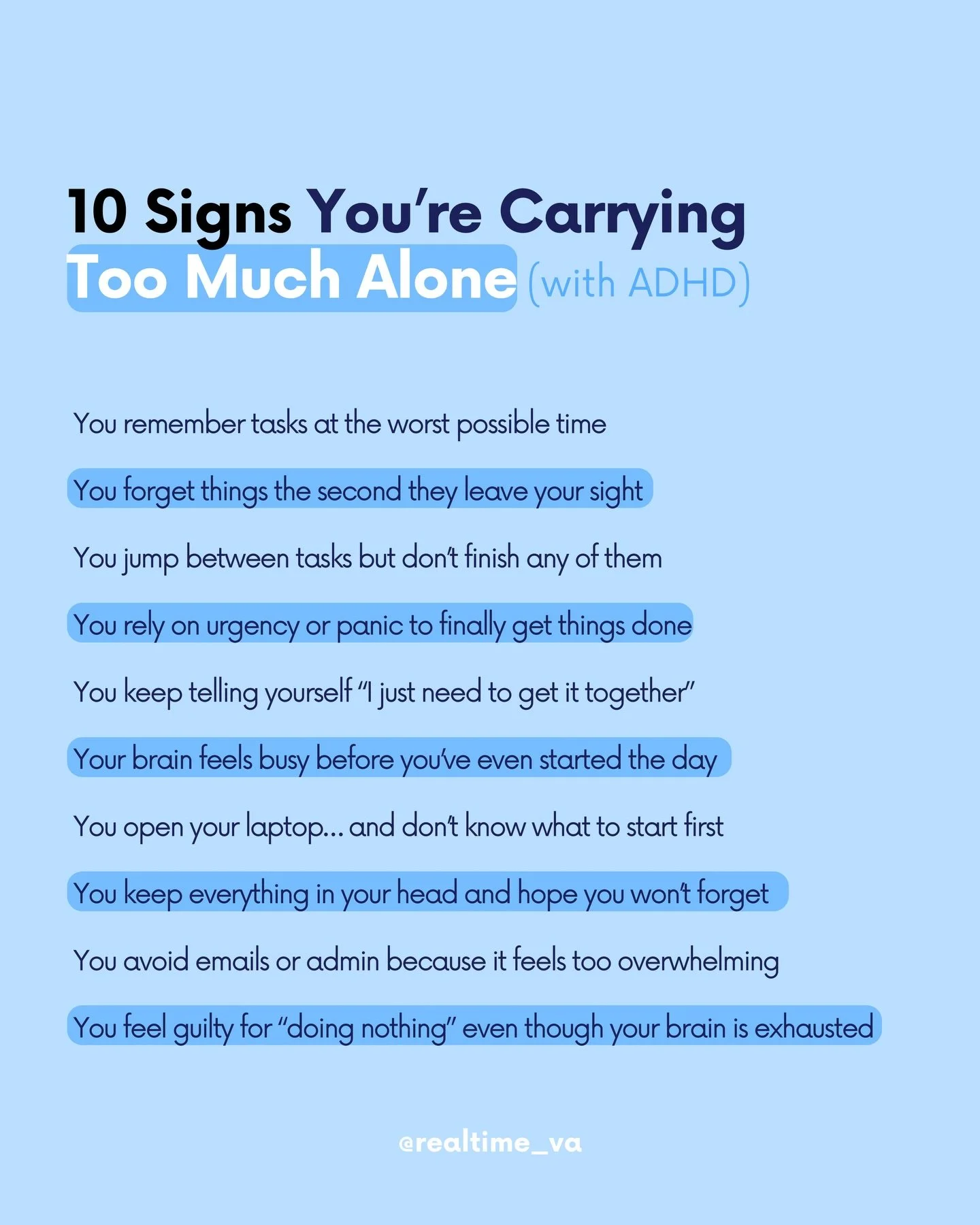 How many of these do you do? 🤔

If you&rsquo;re tired of doing everything alone tap that link in our bio to try us for a week for $99 💙

#adhdsupport #support #adhd