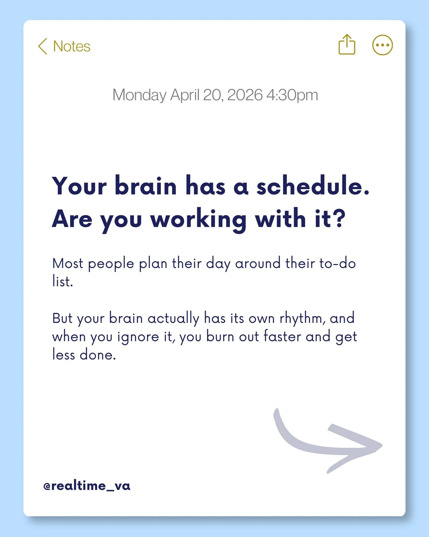 Your brain isn&rsquo;t broken. It has a rhythm. You just haven&rsquo;t been shown how to work with it yet. 🧠

Most people build their day around their to-do list.

But your energy doesn&rsquo;t follow a list. It follows its own schedule.

And when y