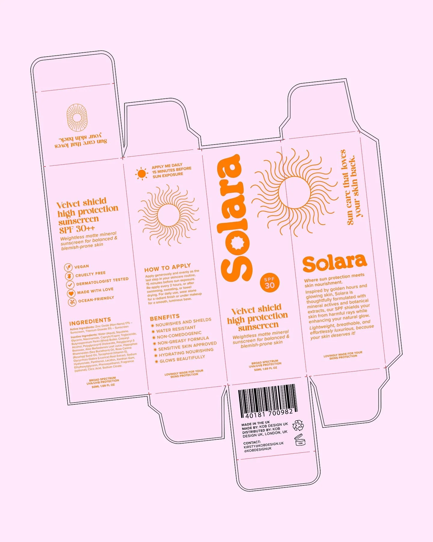 From dieline to final sunscreen packaging ✨
Strategic packaging design combines function and aesthetics to create shelf appeal that is functional but also showcases your brand identity. Every detail matters in building trust and delivering the right