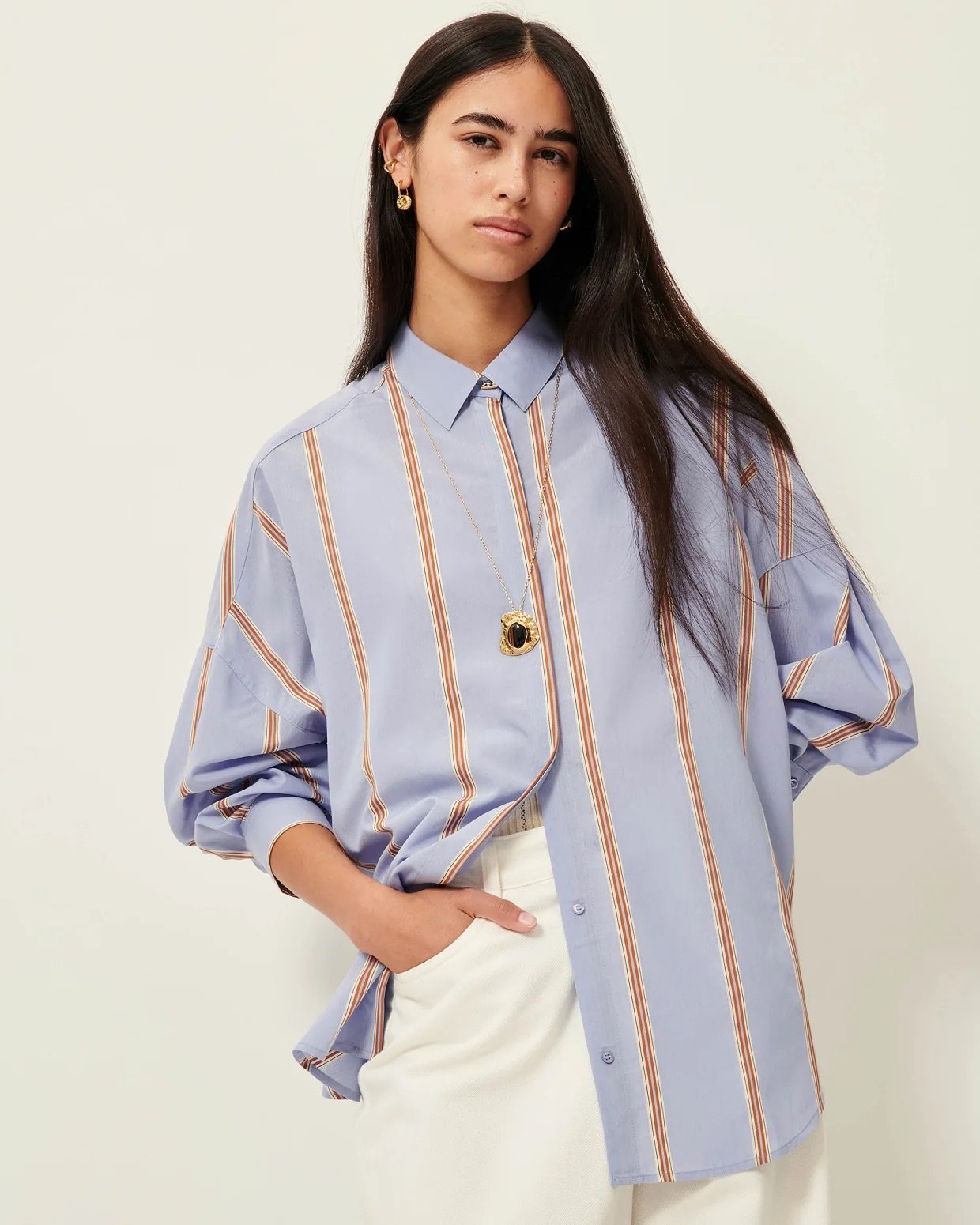Sessùn Bluse Celona in Lavender Striped