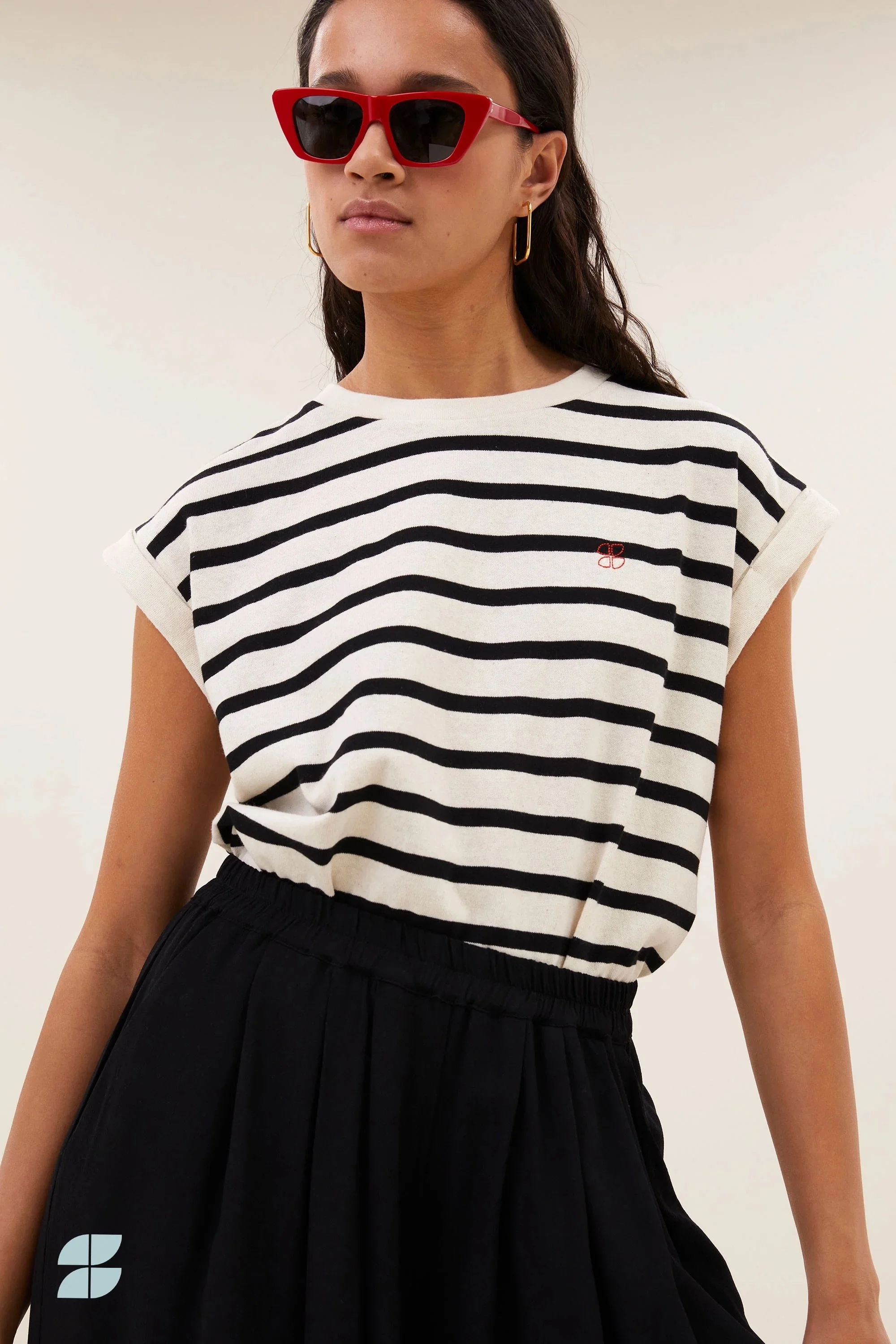 By Bar Shirt Tobi in Black / White Striped