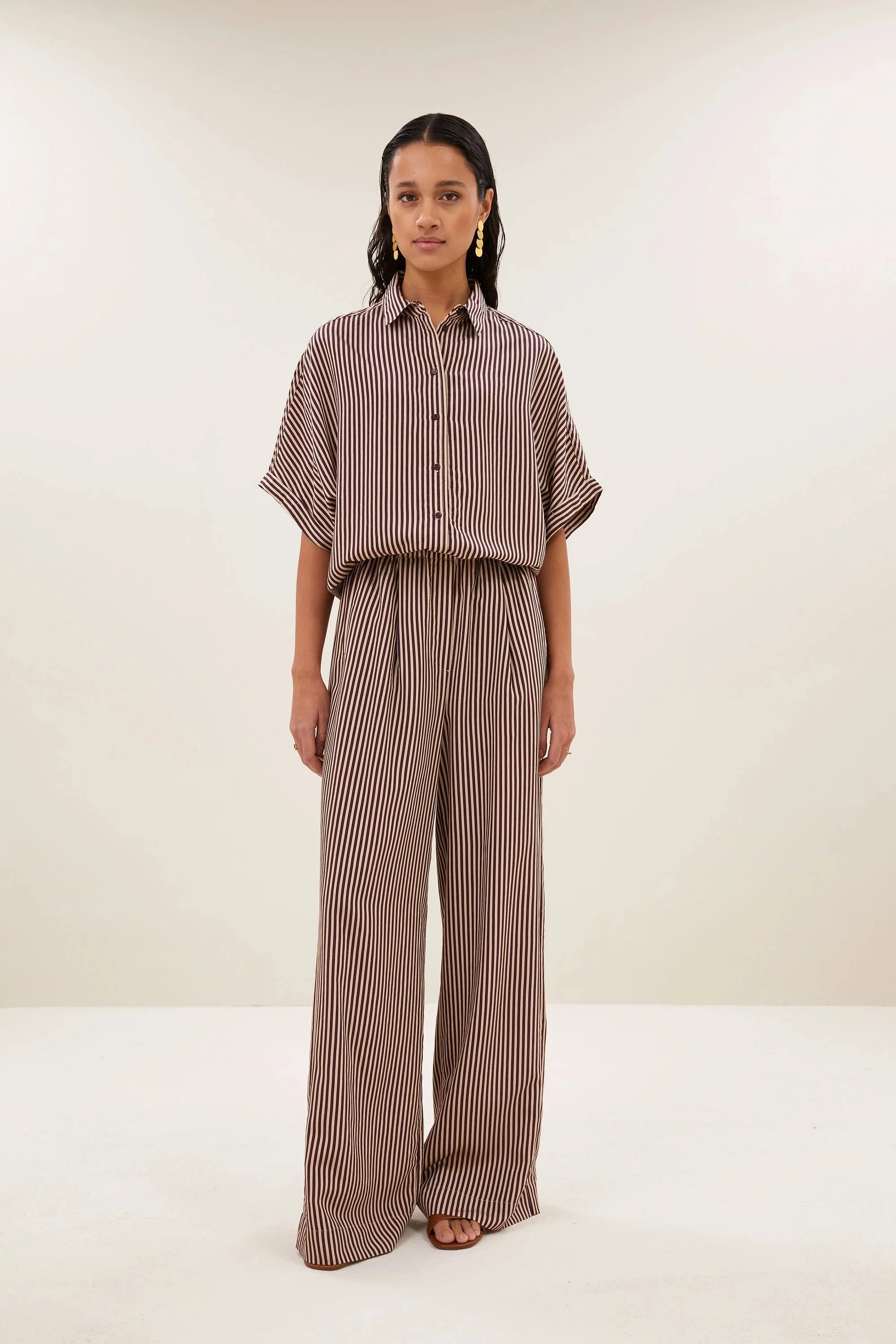 By Bar Celin Hose in Burgundy Stripe