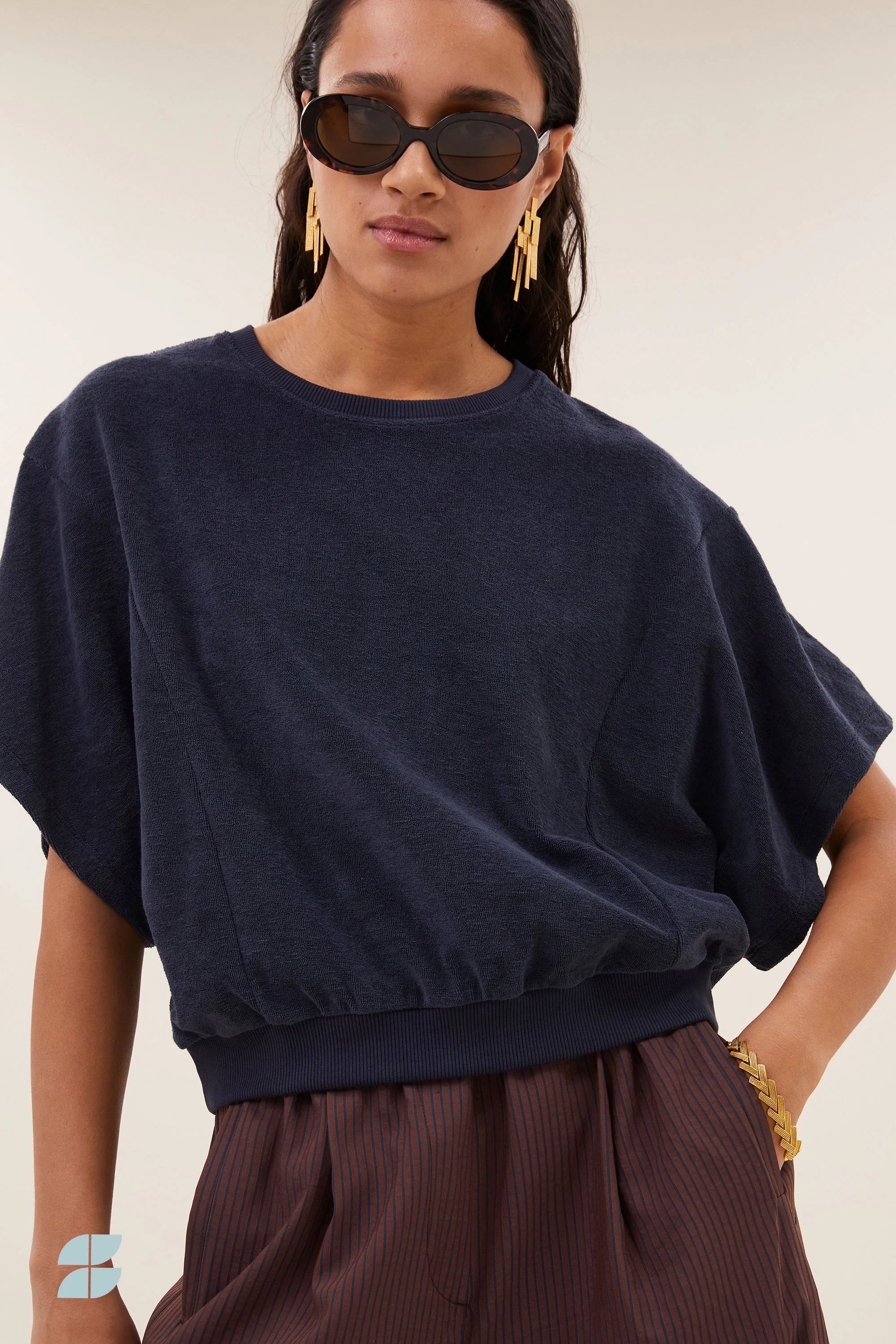 By Bar Shirt Frottee Nuki in Navy