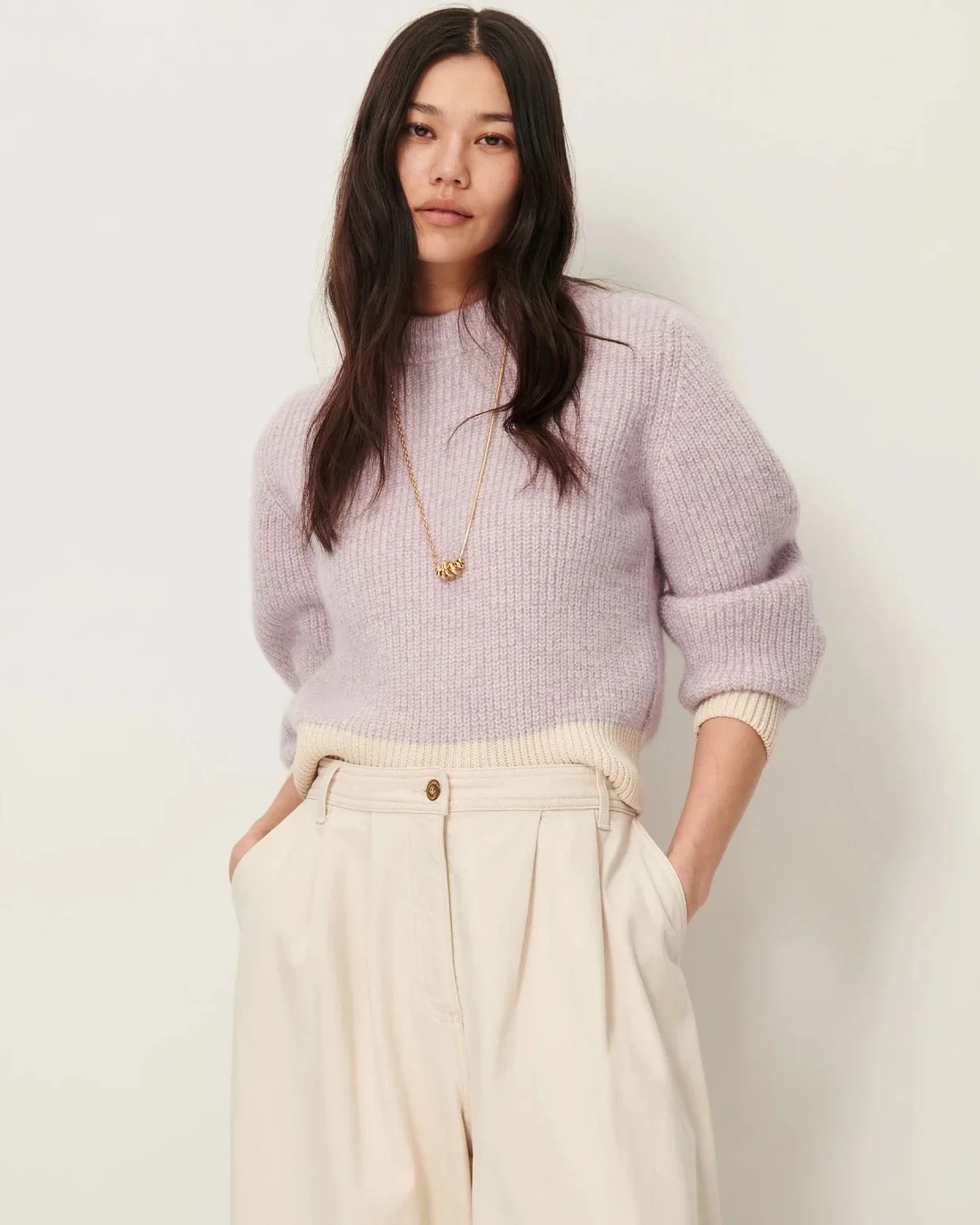 Sessùn Pullover Odense in Milk / Lila