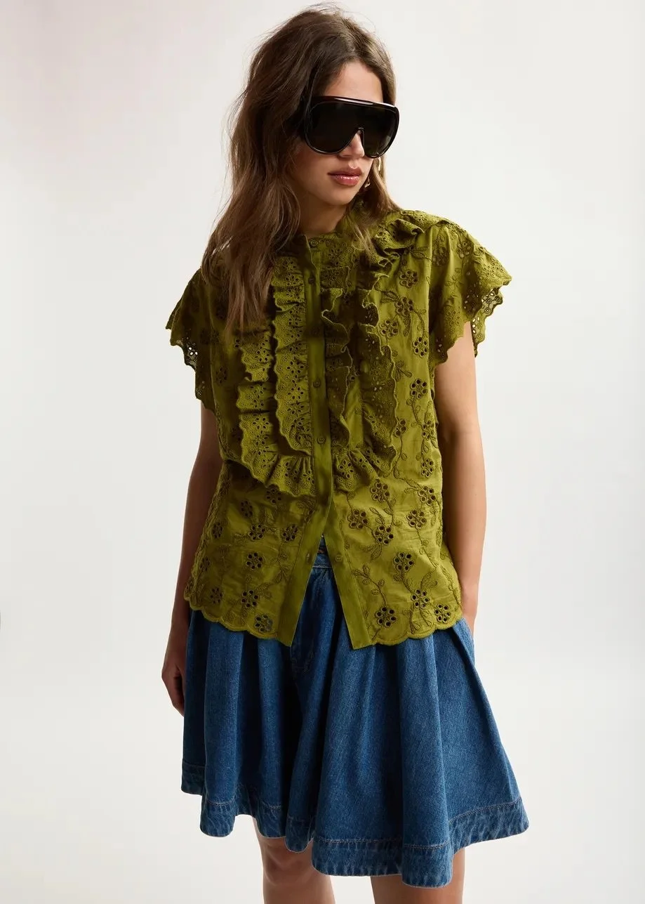 Essentiel Bluse in Avocado Green