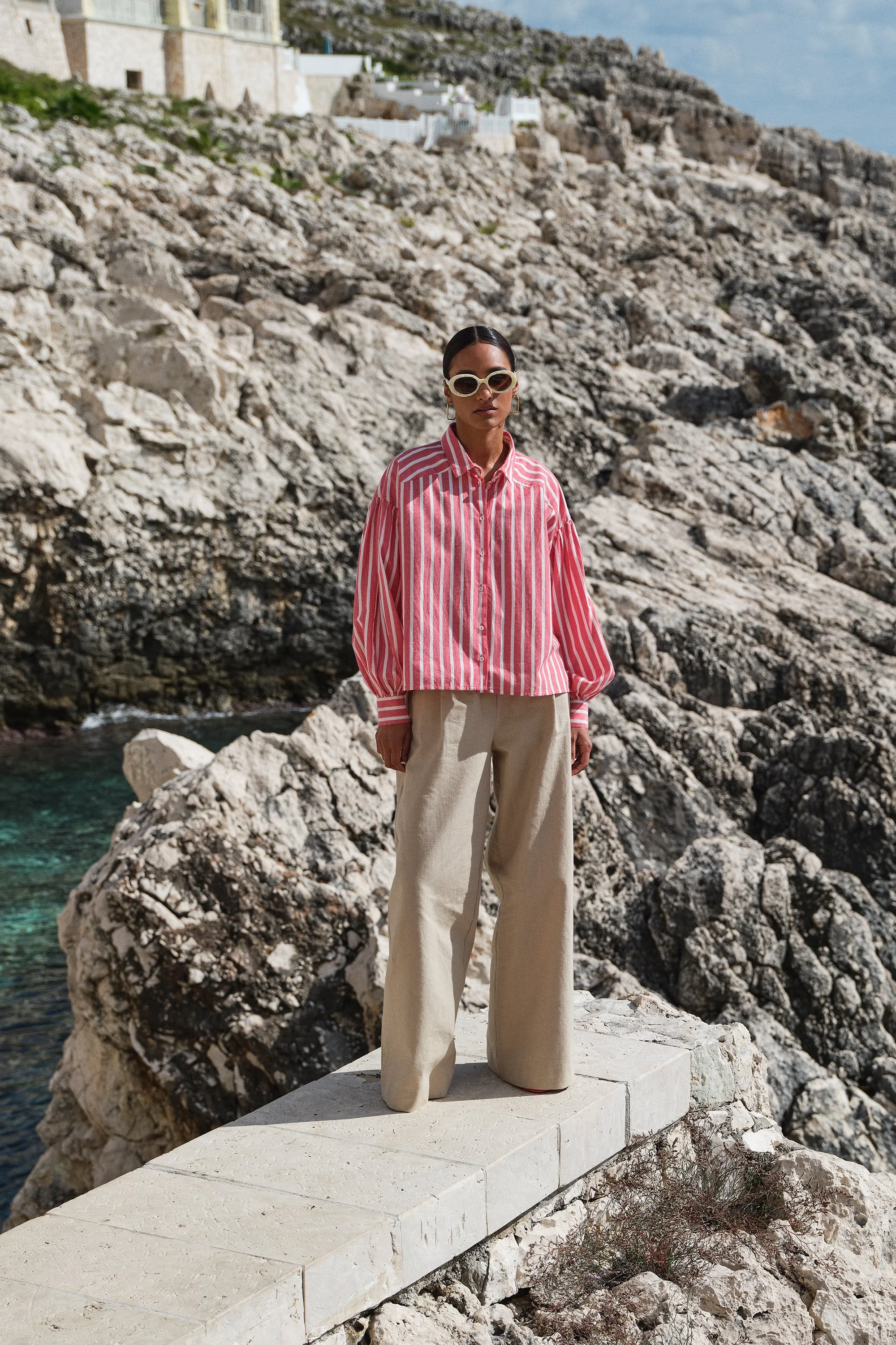 By Bar Bluse Sarah Short in Red Striped