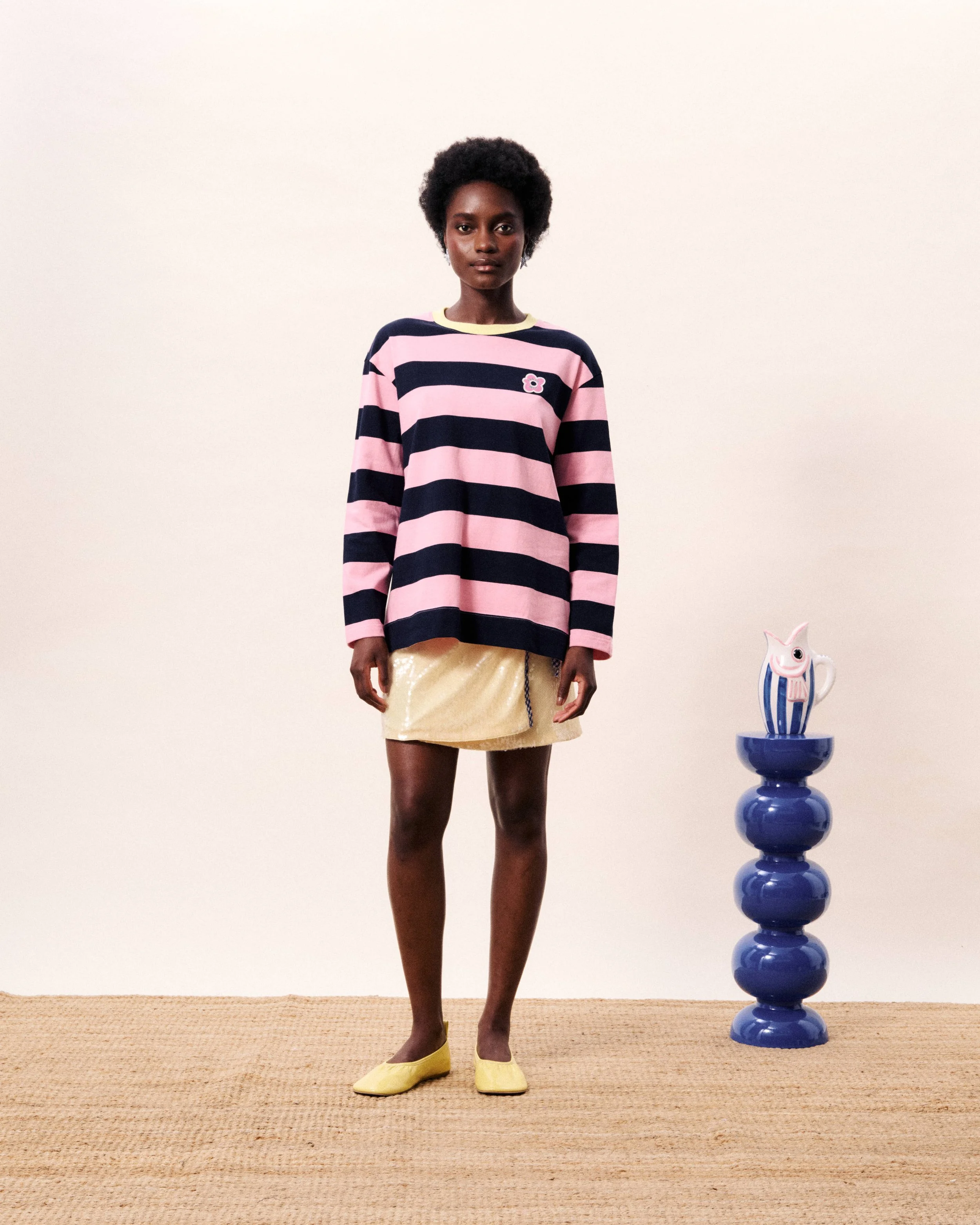 FRNCH Sweatshirt in Navy / Rose Striped