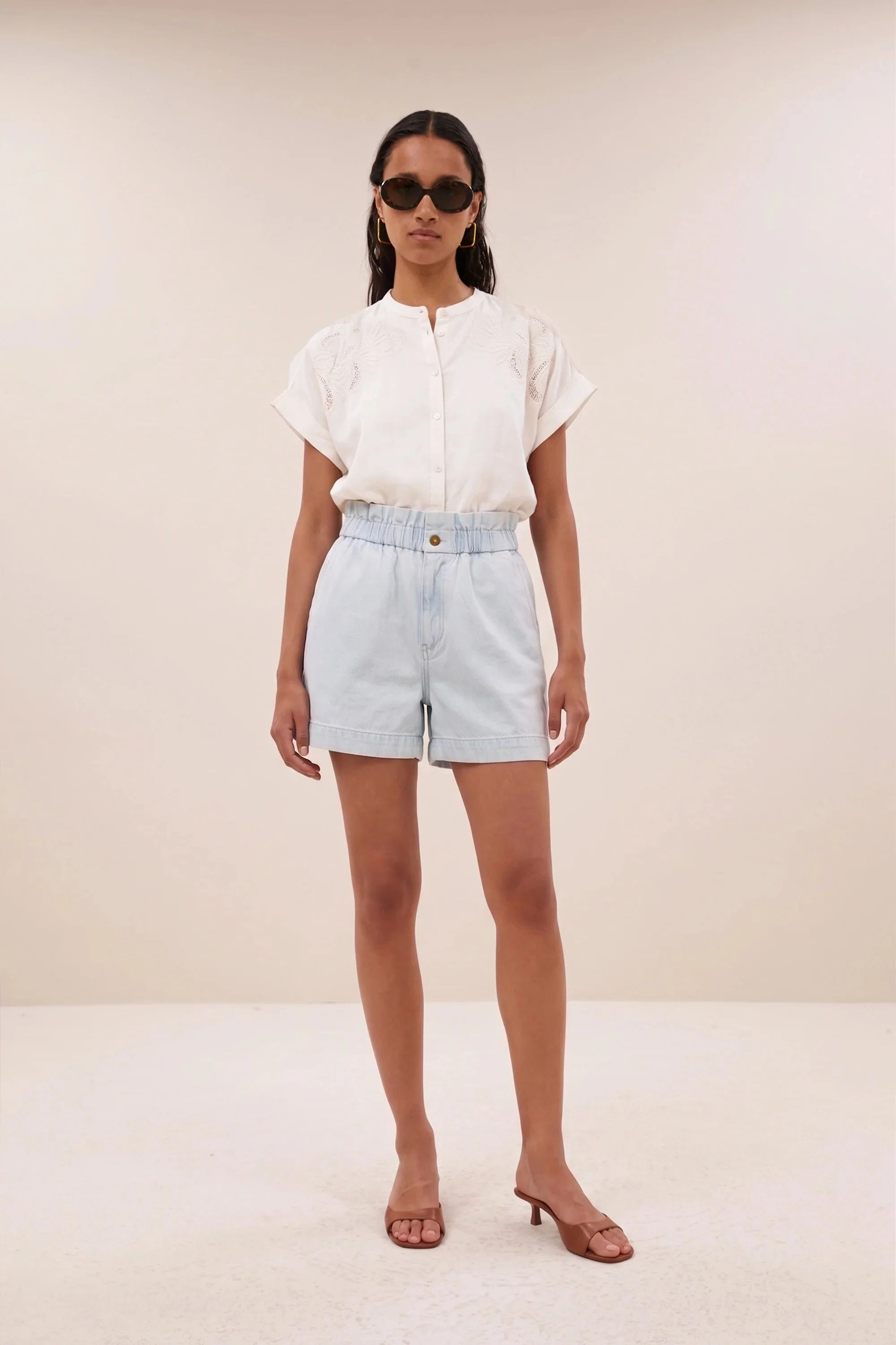 By Bar Shorts Leon in Light Blue Denim