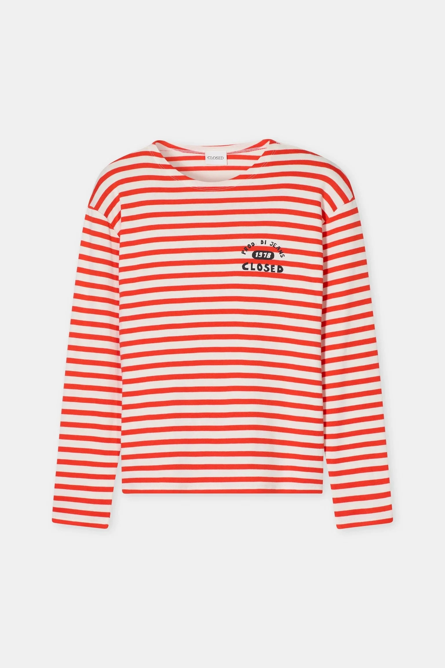 Closed Longsleeve in Coral Red / White Striped