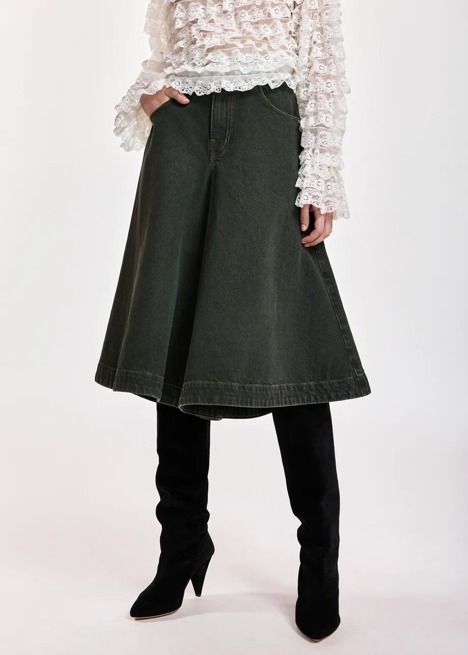 Essentiel Antwerp Denim Bermuda in Dark Green Washed
