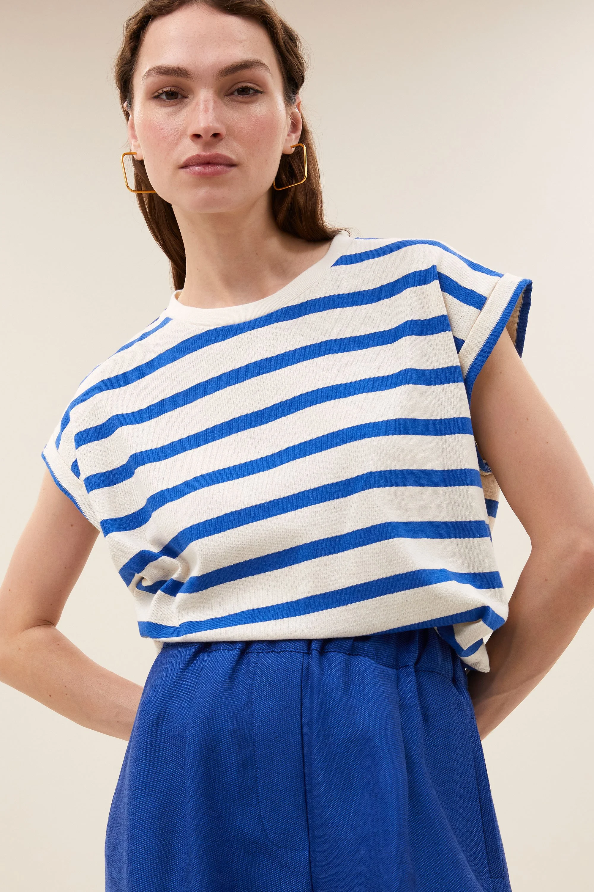 By Bar Shirt Tobi in Azur Blue Striped