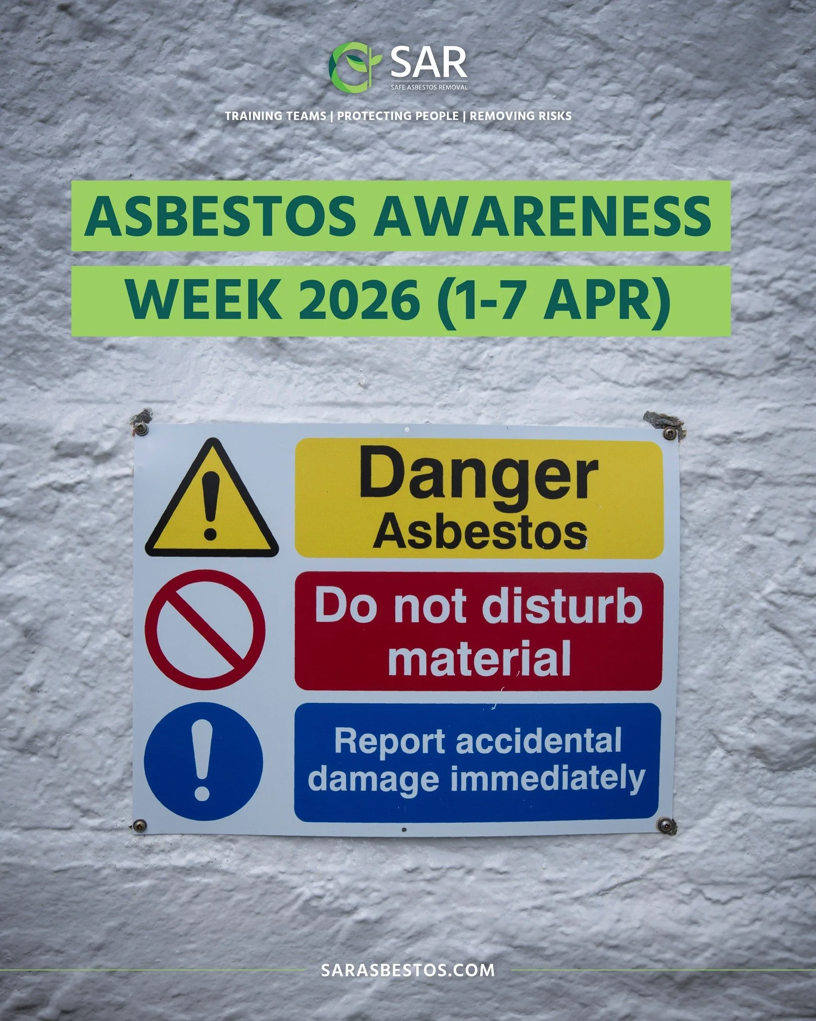 It's Asbestos Awareness Week 2026 (1&ndash;7 April) 

Asbestos is still present in millions of UK buildings built before 2000 &mdash; and under the Control of Asbestos Regulations 2012, managing it isn't optional. From surveys and safe removal to com