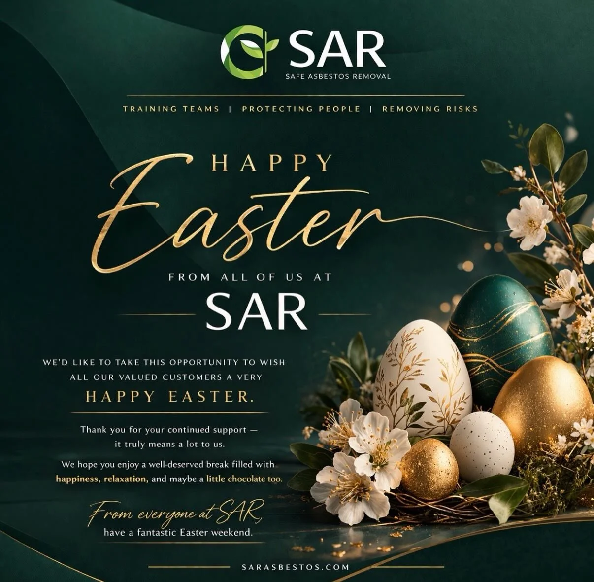 🌸🐣 Happy Easter from all of us at SAR 🐣🌸 

We&rsquo;d like to take this opportunity to wish all our valued customers a very Happy Easter. 

Thank you for your continued support &mdash; it truly means a lot to us. We hope you enjoy a well-deserved