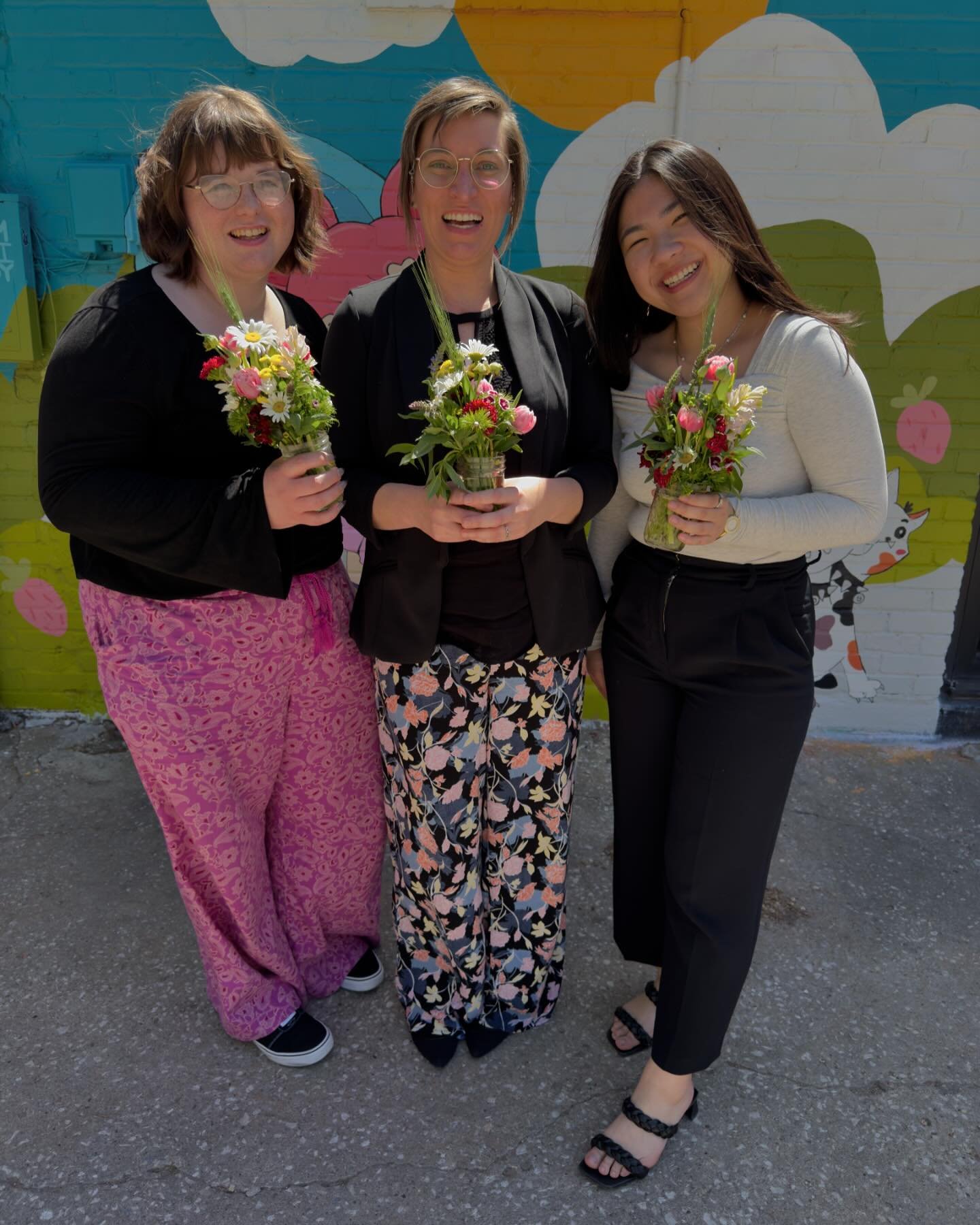 Birthday girlies! This week, we&rsquo;re celebrating THREE birthdays on our team. To close out our conference day, we had a team lunch at Ma Der Lao Kitchen. Everyone wish Olive, Shannon, and Annie a happy day! 🖤🎊 

Mural artwork at @plazawalls by: