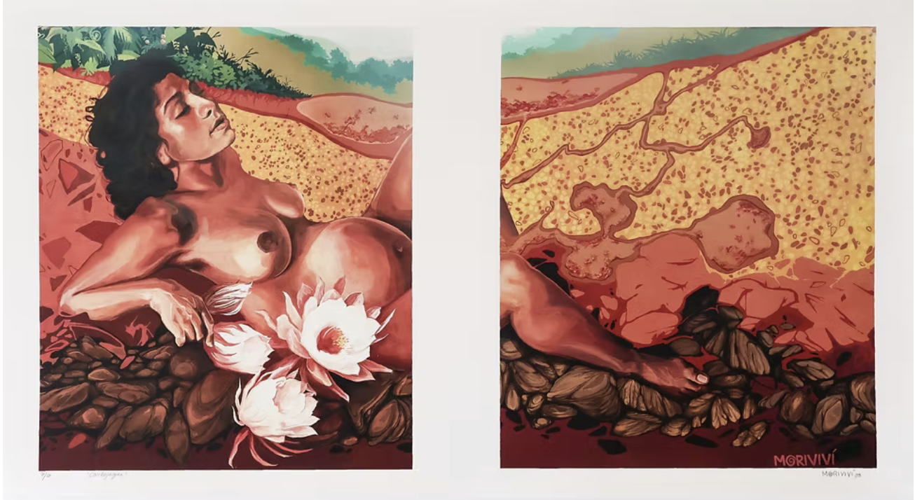 Cacibajagua. Colectivo Moriviví. 18.5x33".	Digital print of painting, 2023. ART STORE DISPLAY.
