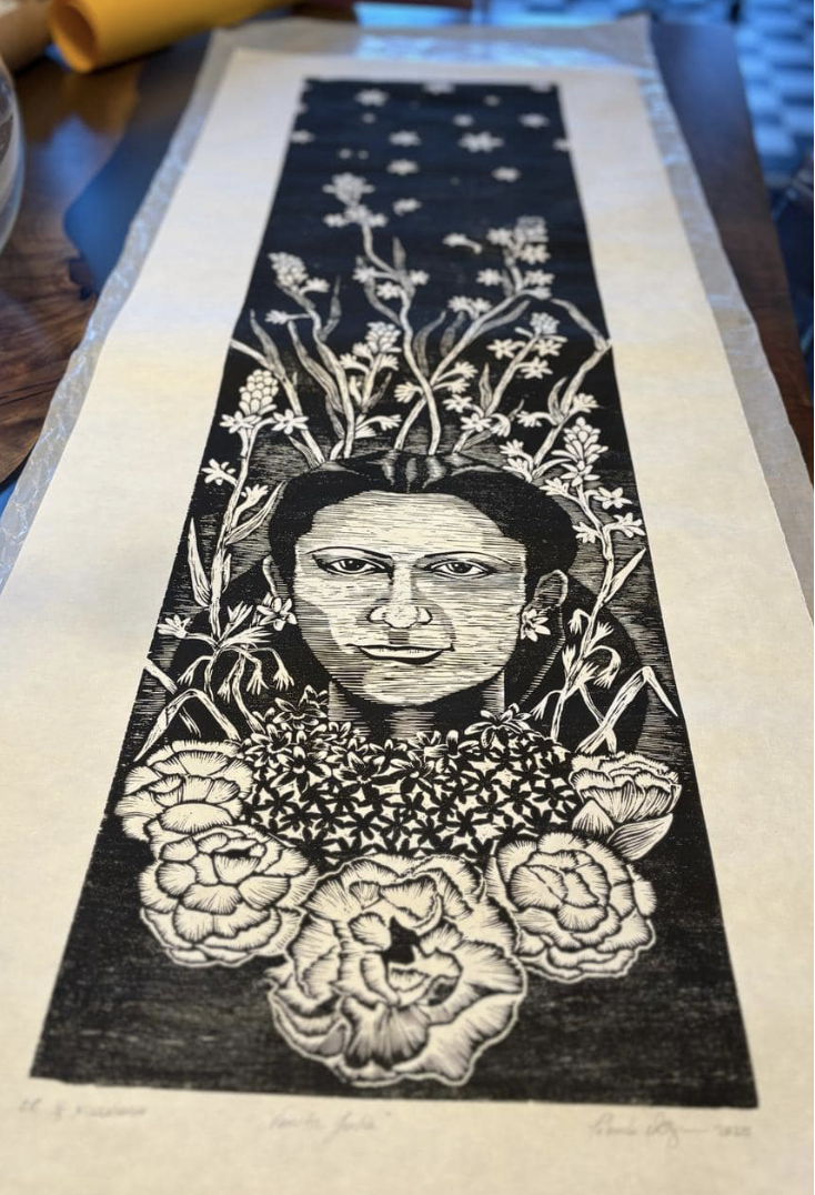 Vanita Julia. Yolanda Valázquez-Vélez. 36x24". Woodcut, 2015.
