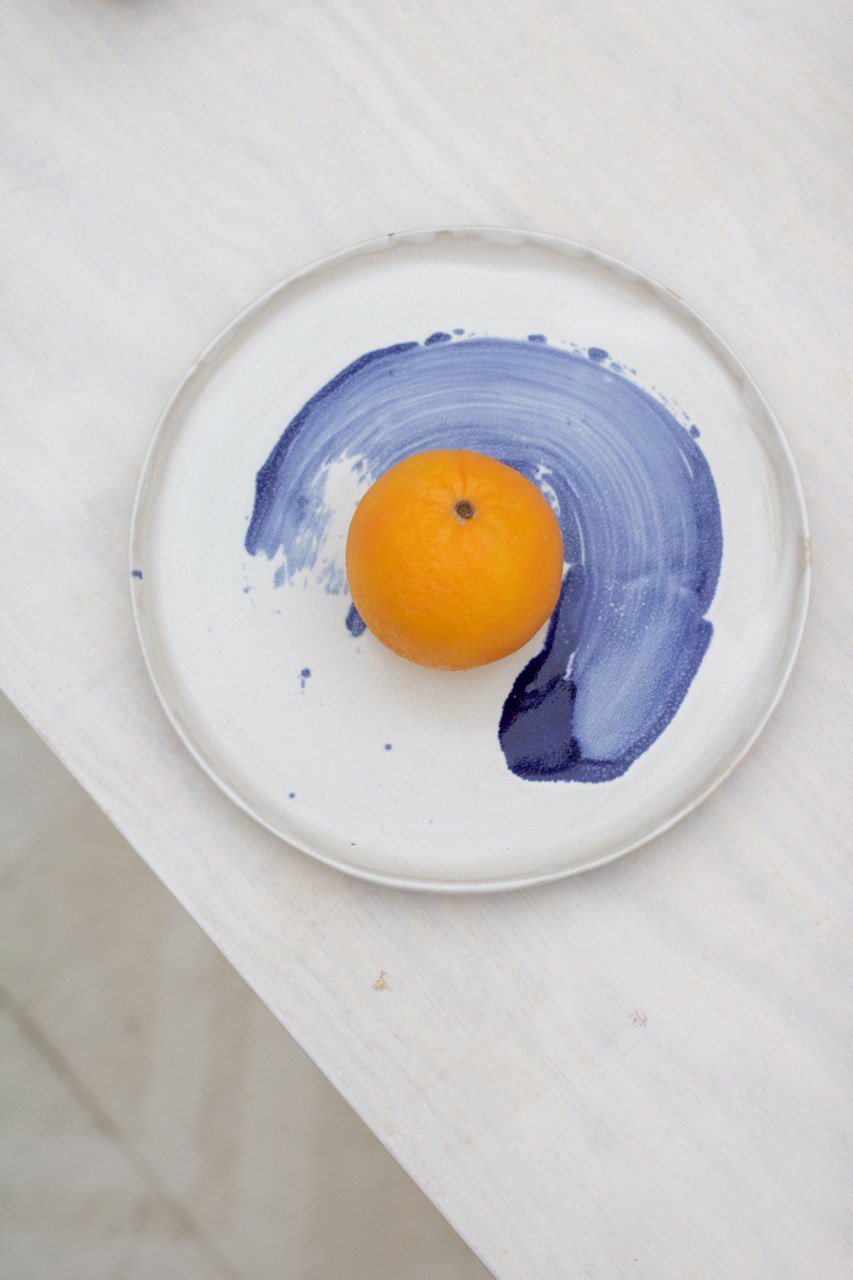 Stoneware (1240°) white, blue glaze 2022