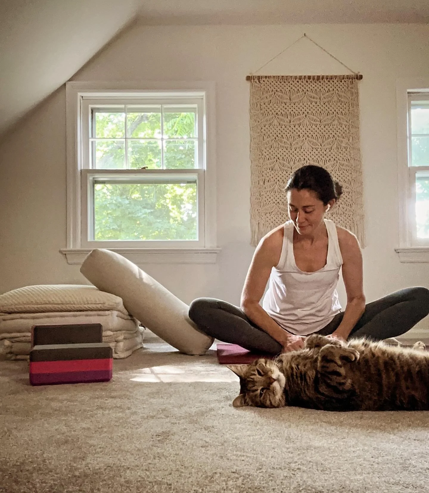 Just me &amp; Felix teaching some prenatal yoga. 🥰🧘🏻&zwj;♀️

The @mybirthly community is so special. Love sharing my energy &amp; home space with Mamas-to-be near &amp; far. What a gift.

Join me every Tuesday 8-9pm and Thursday 8-9am ET. 

#prena