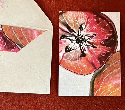 Pomegranate gold leaf card