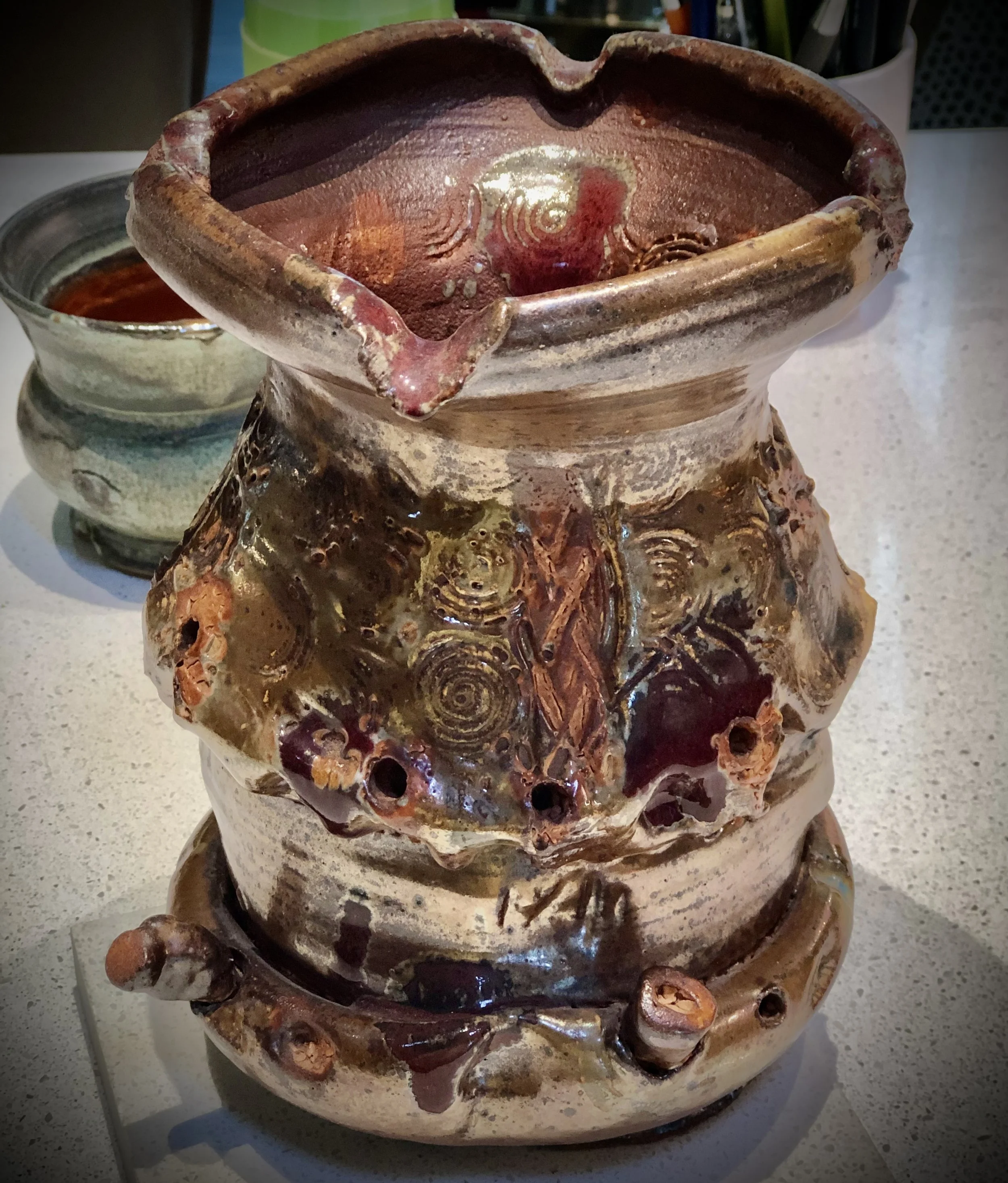 Ripped & Torn, thrown and altered, Shino glaze, on stoneware