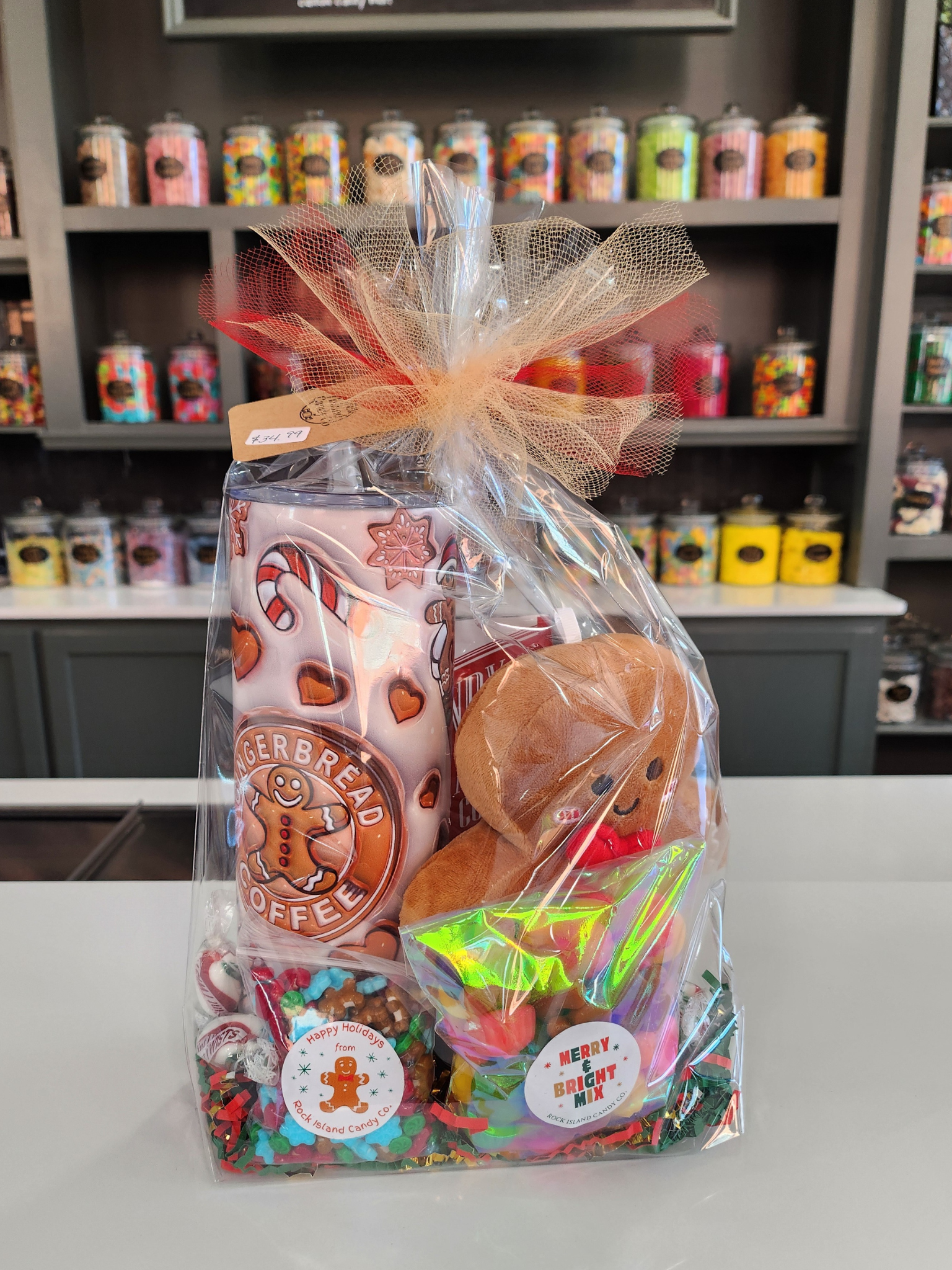 Holiday gift bag for coffee lover, gingerbread man gift, gingerbread gift, holiday gift