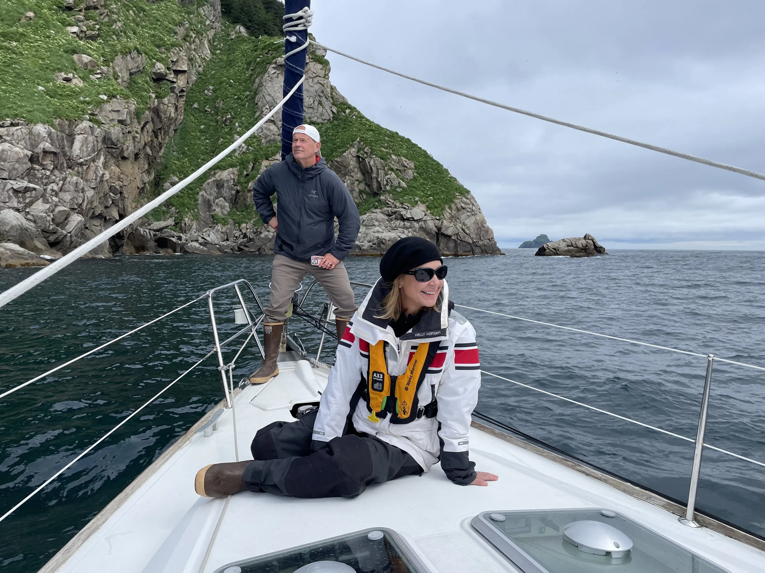 Couple on the bow of boat. Sailaway Alaska, Seward Boat Tour