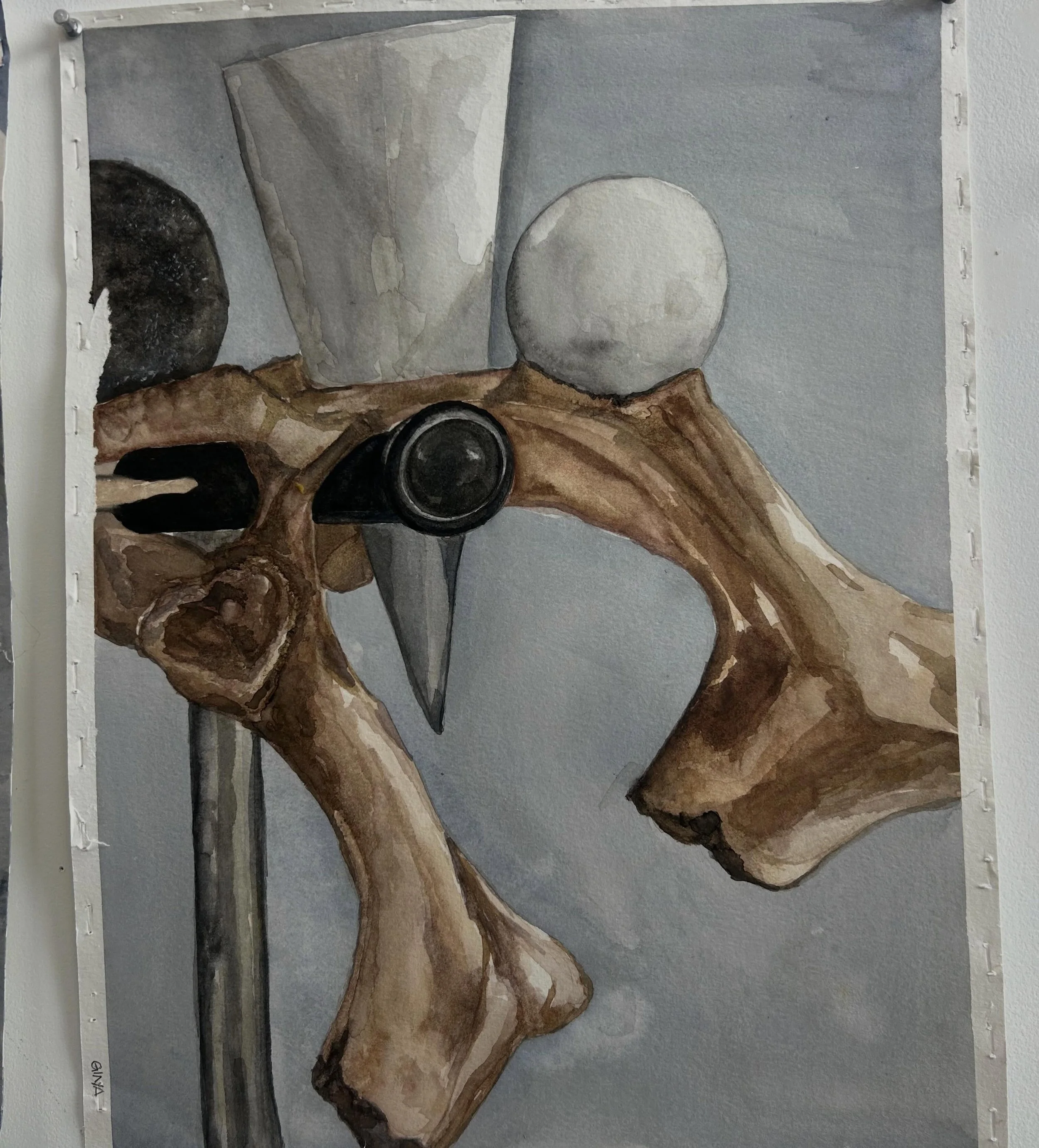 As promised, my final work on the figure ground painting assignment. What do you think? I still don&rsquo;t think the metal looks like metal. 😕 scroll through the photos and you can see the process! This was done on #stretchedwatercolorpaper with #d