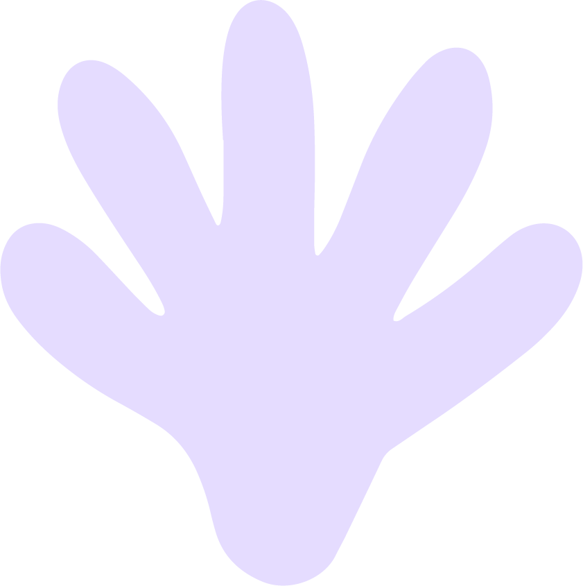 A light purple, stylized silhouette of a hand with five fingers spread out.