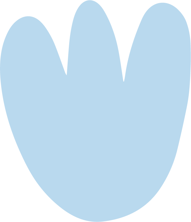 Light blue tulip-shaped object with three pointed peaks at the top.