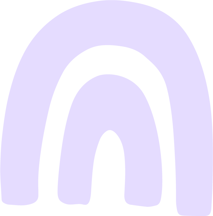 Outlined rainbow with three bands, colored light purple, black, and purple