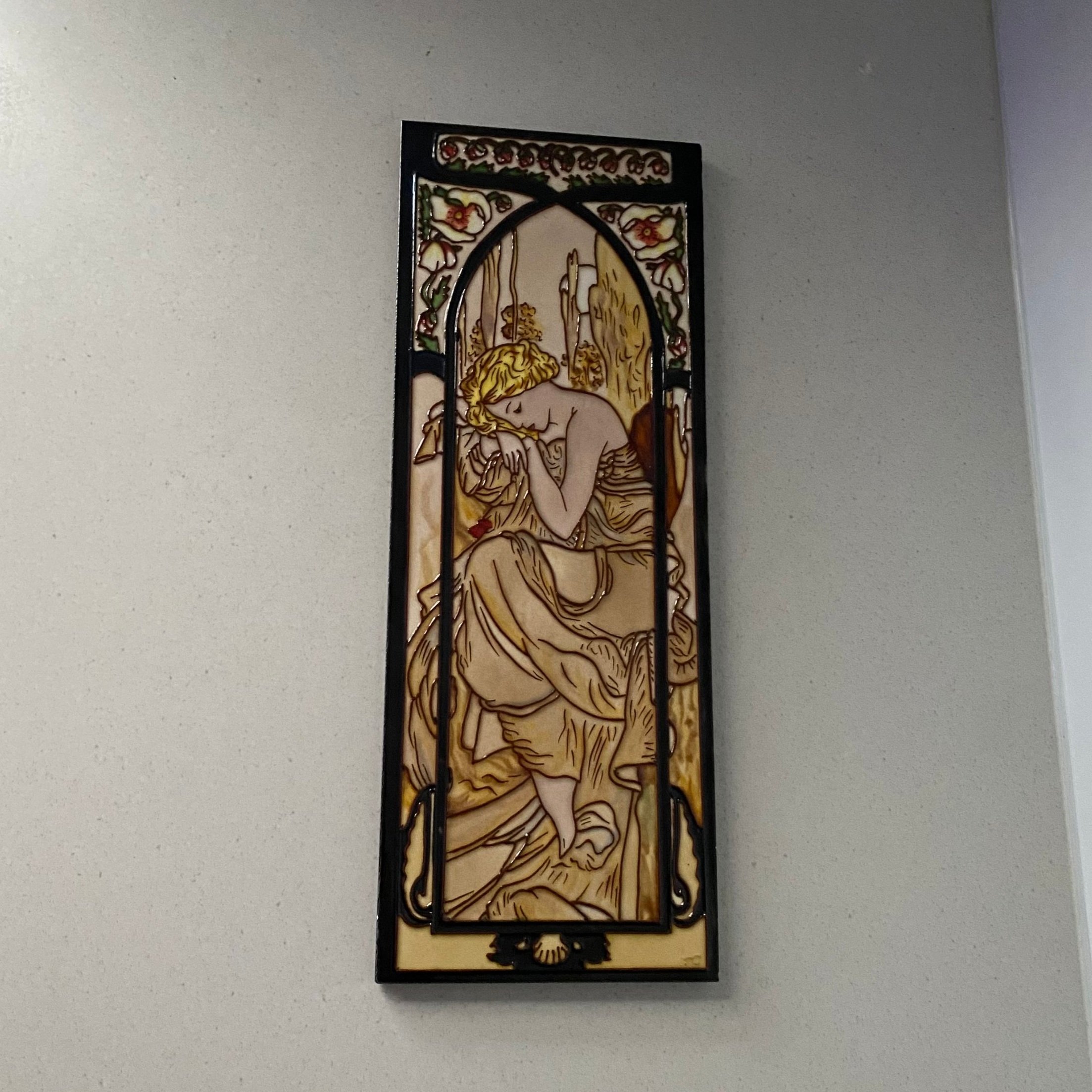 Alphonse Mucha La Nuit Tile Wall Hanging