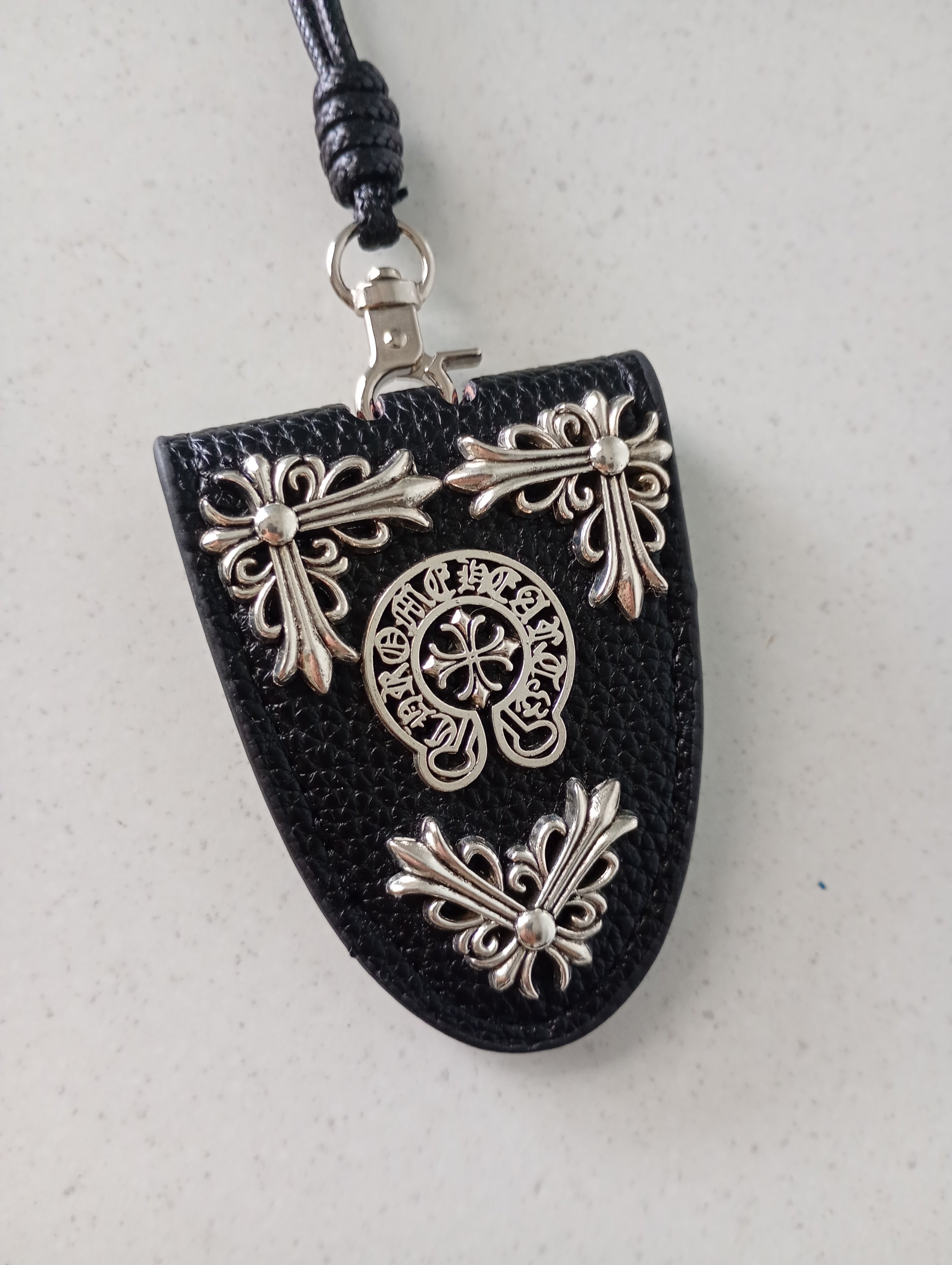 Gothic Faux Leather Pouch Necklace