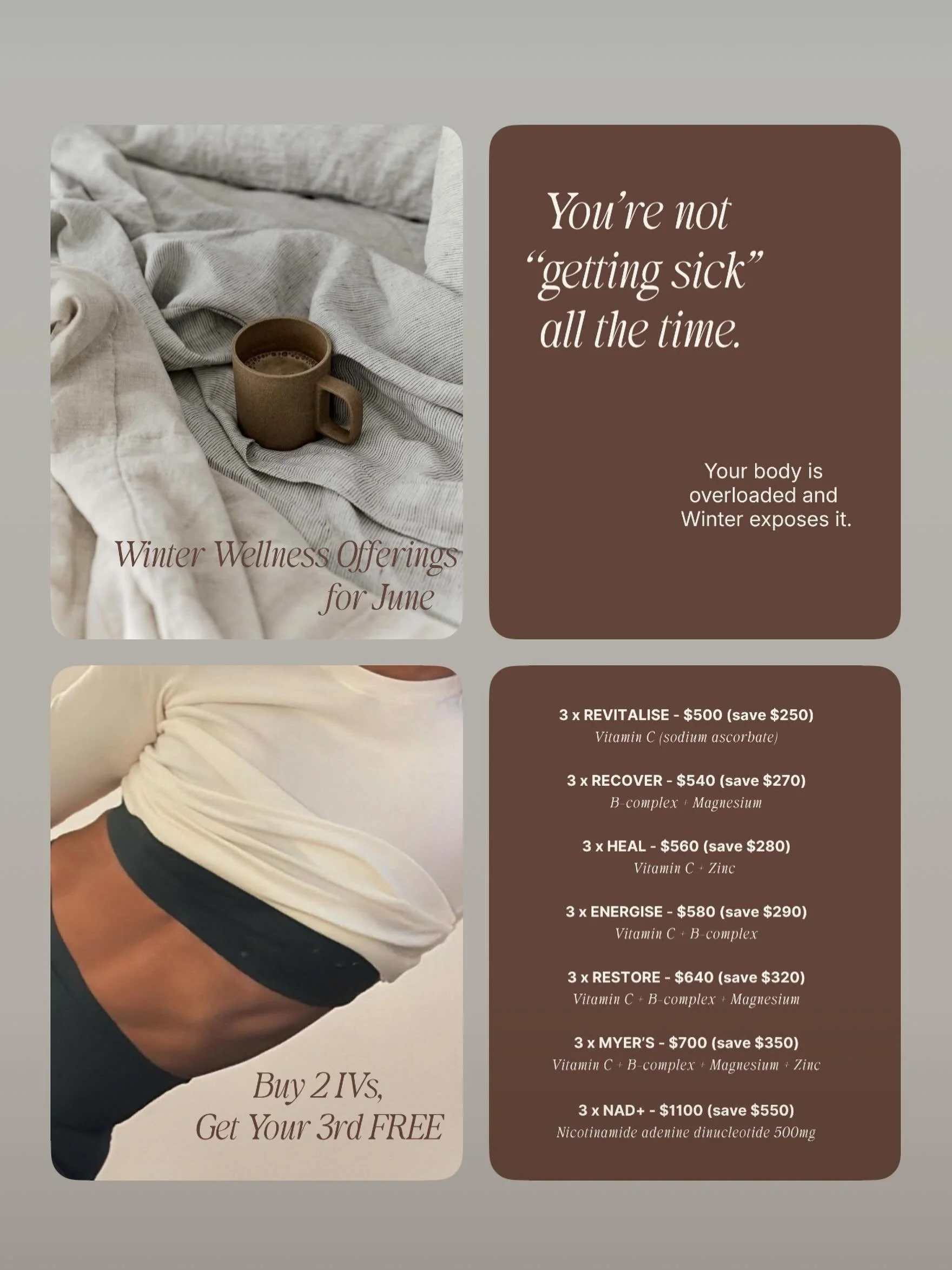This is what looking after yourself in June looks like. 

Movement. Vitamins. Sweat. Sleep. Repeat. 

One of our biggest sales ever, ends June 30.

Book via link in bio 🔥