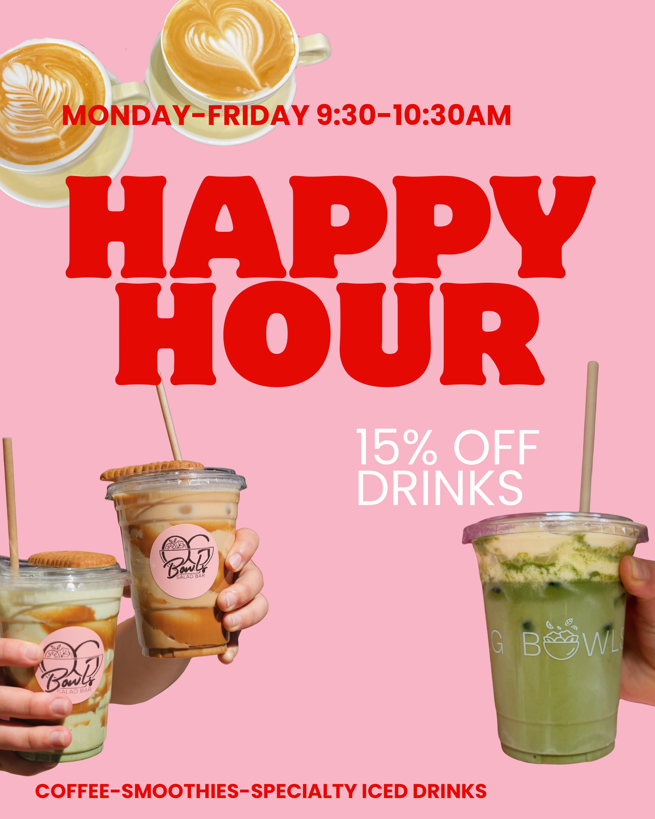 O.G Bowls happy hour 15% off drinks Monday to Friday 9:30-10:30am Gosford