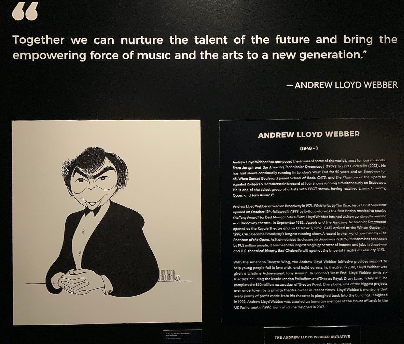  Quote and satirical portrait of Andrew Lloyd Webber 