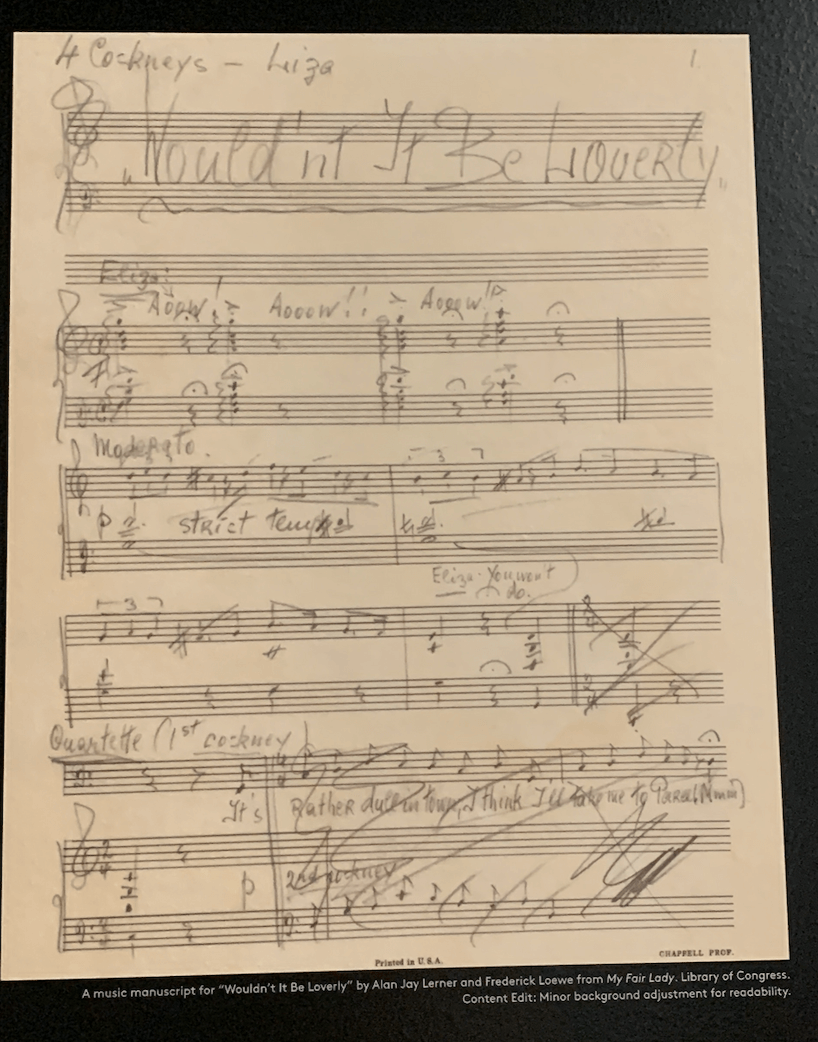  Original sheet music for “Wouldn’t It Be Loverly” from  My Fair Lady   