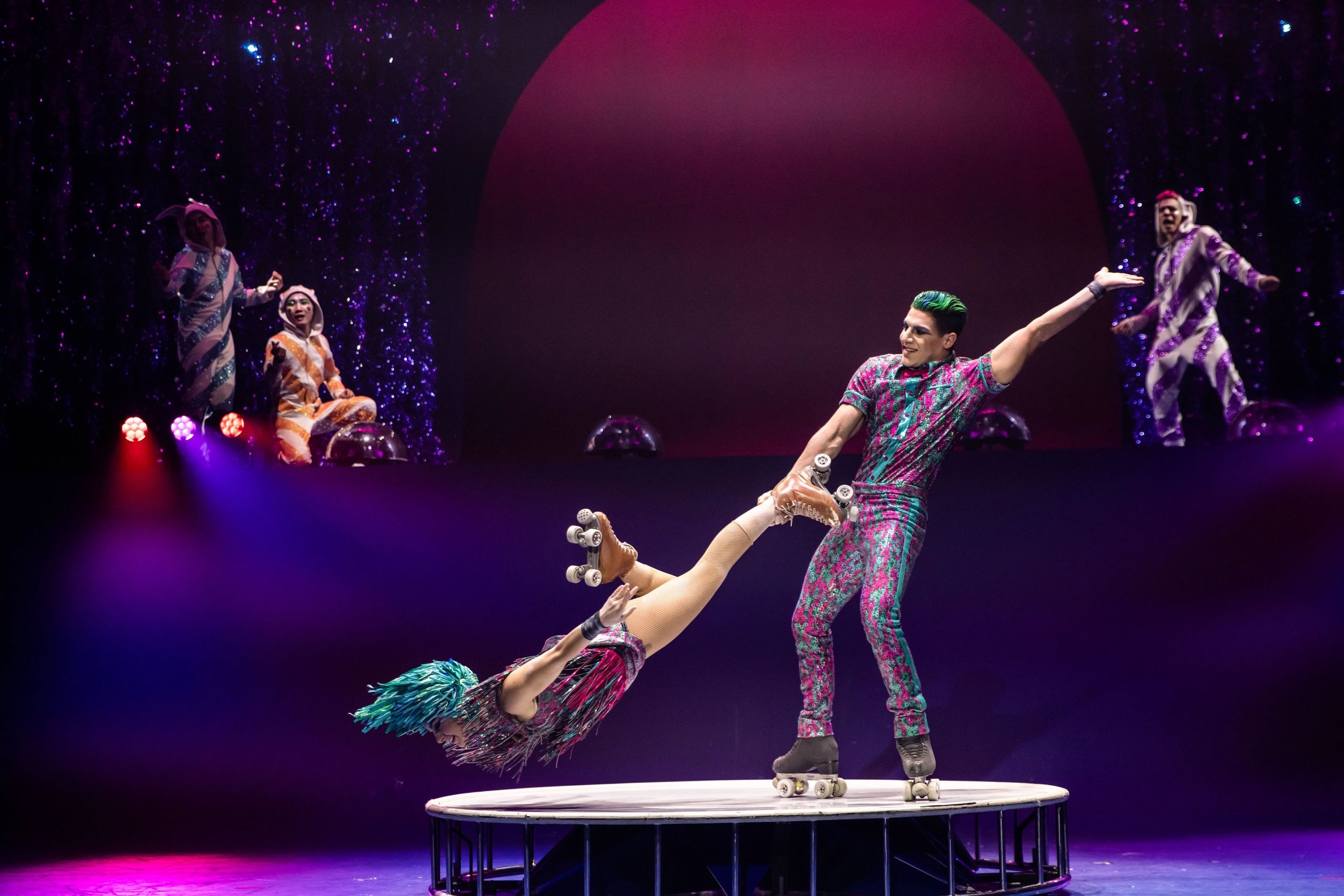 Disco style roller skaters; photo credit to Brandon Todd, MSG Entertainment.