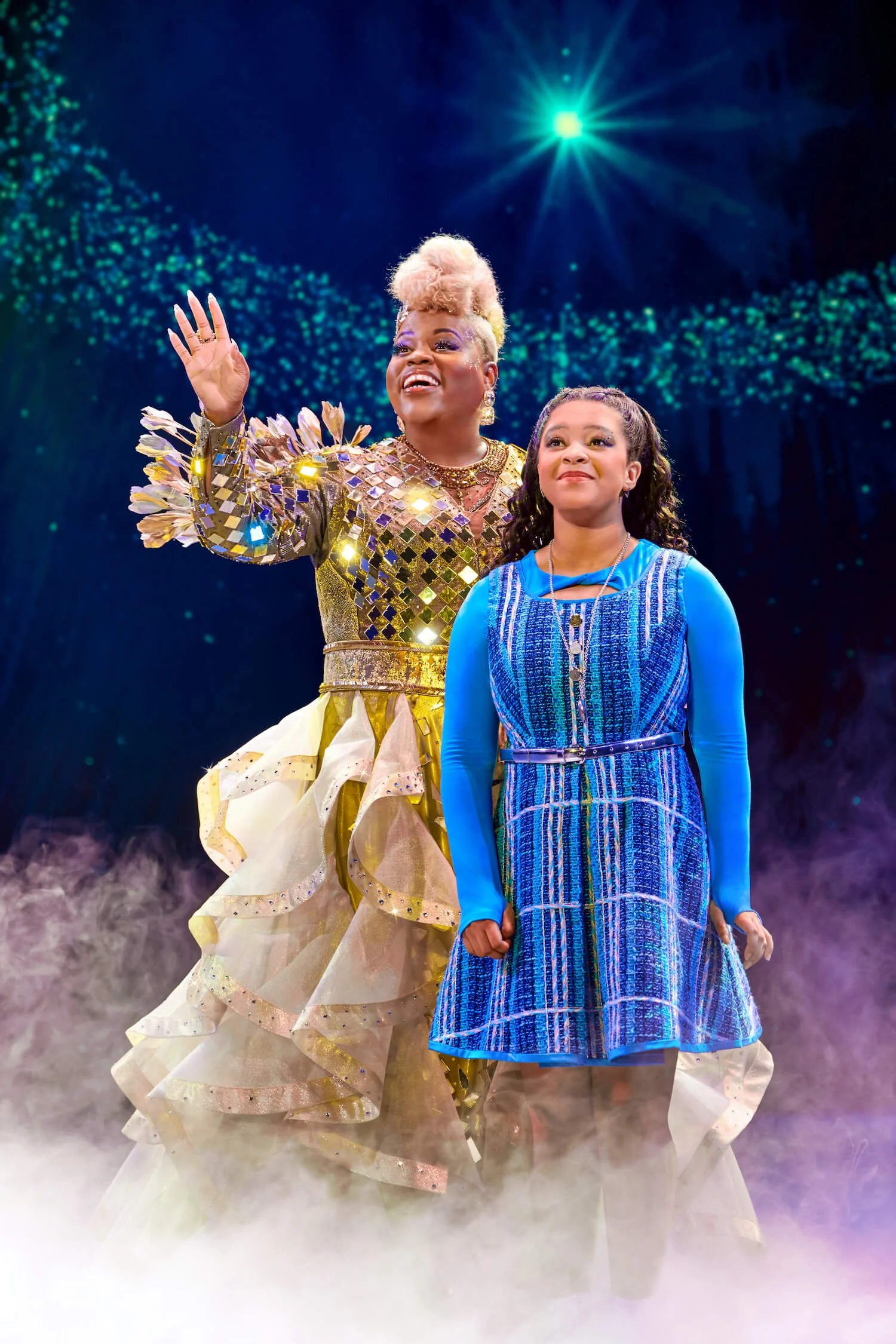 Sheherazade as Glinda The Good Witch and Dana Cimone as Dorothy in The Wiz