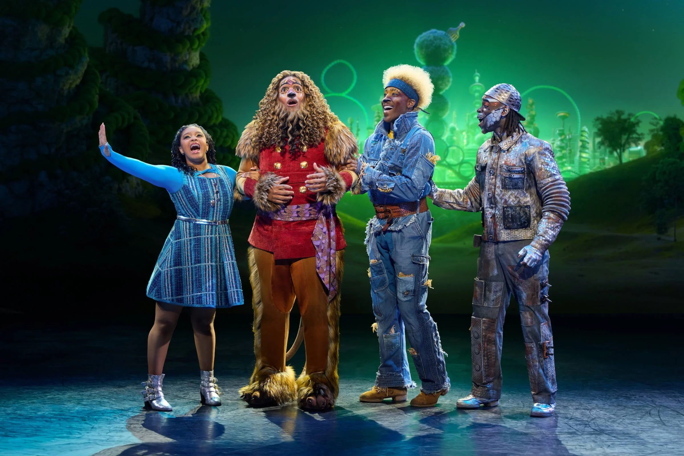 L-R: Dana Cimone as Dorothy, Cal Mitchell as the Lion, Elijah Ahmad Lewis as the Scarecrow, and D. Jerome as the Tinman in The Wiz