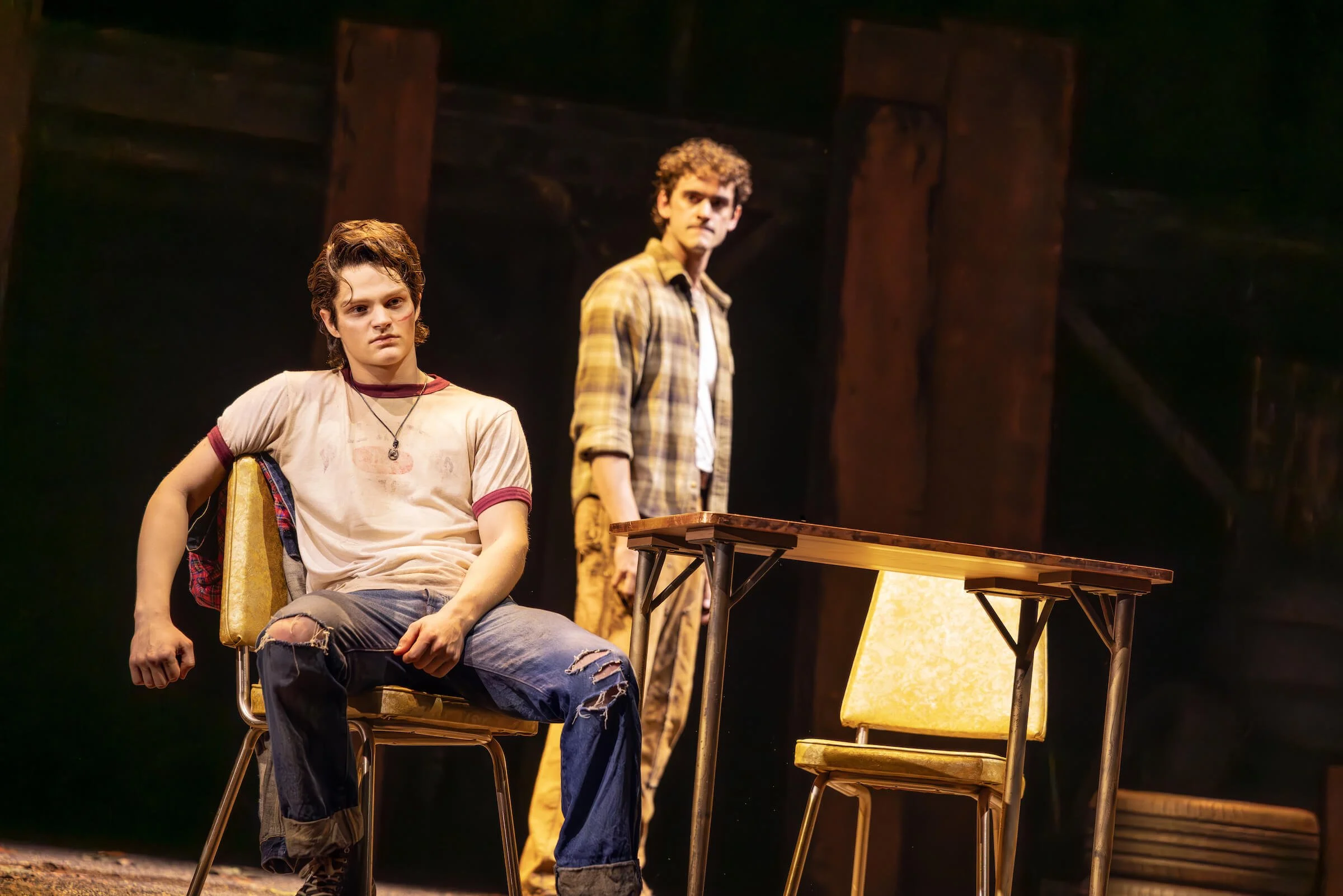  Nolan White (left) and Travis Roy Rogers in  The Outsiders  North American Tour 