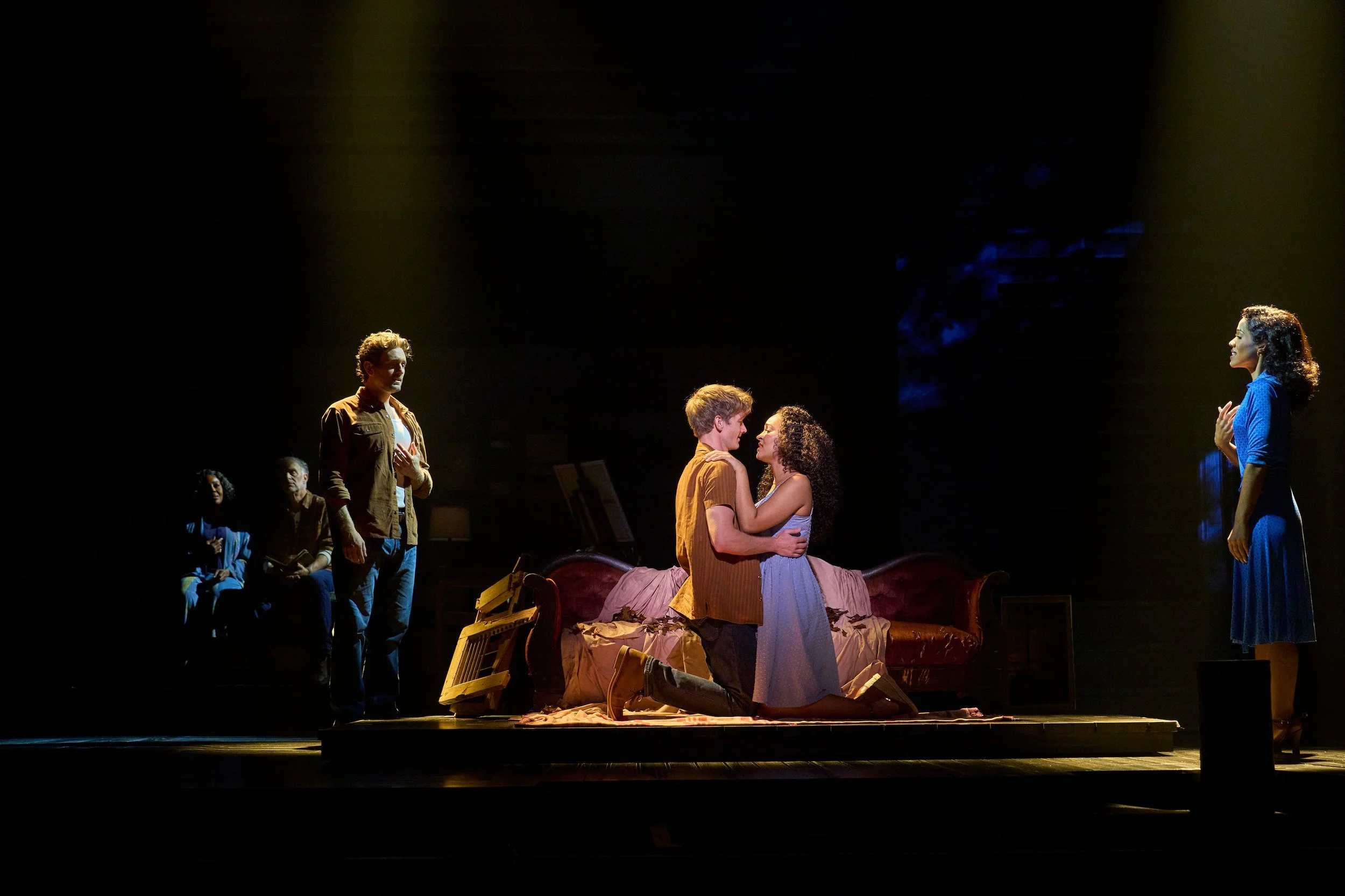  L - R: Ken Wulf Clark (Middle Noah), Chloë Cheers (Younger Allie), Kyle Mangold (Younger Noah), Alysha Deslorieux (Middle Allie) 