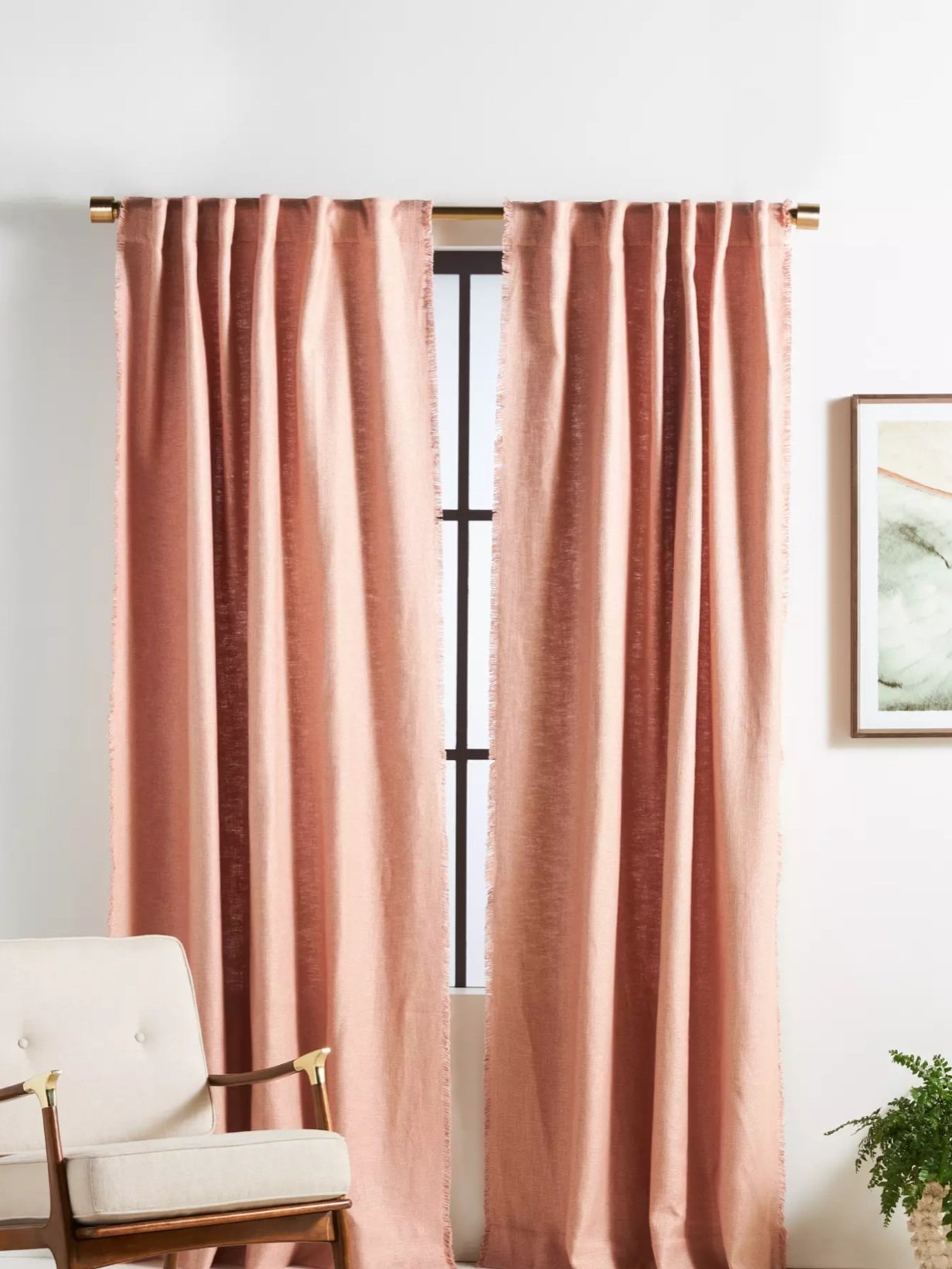 Luxe Linen Blend Curtain - Blush