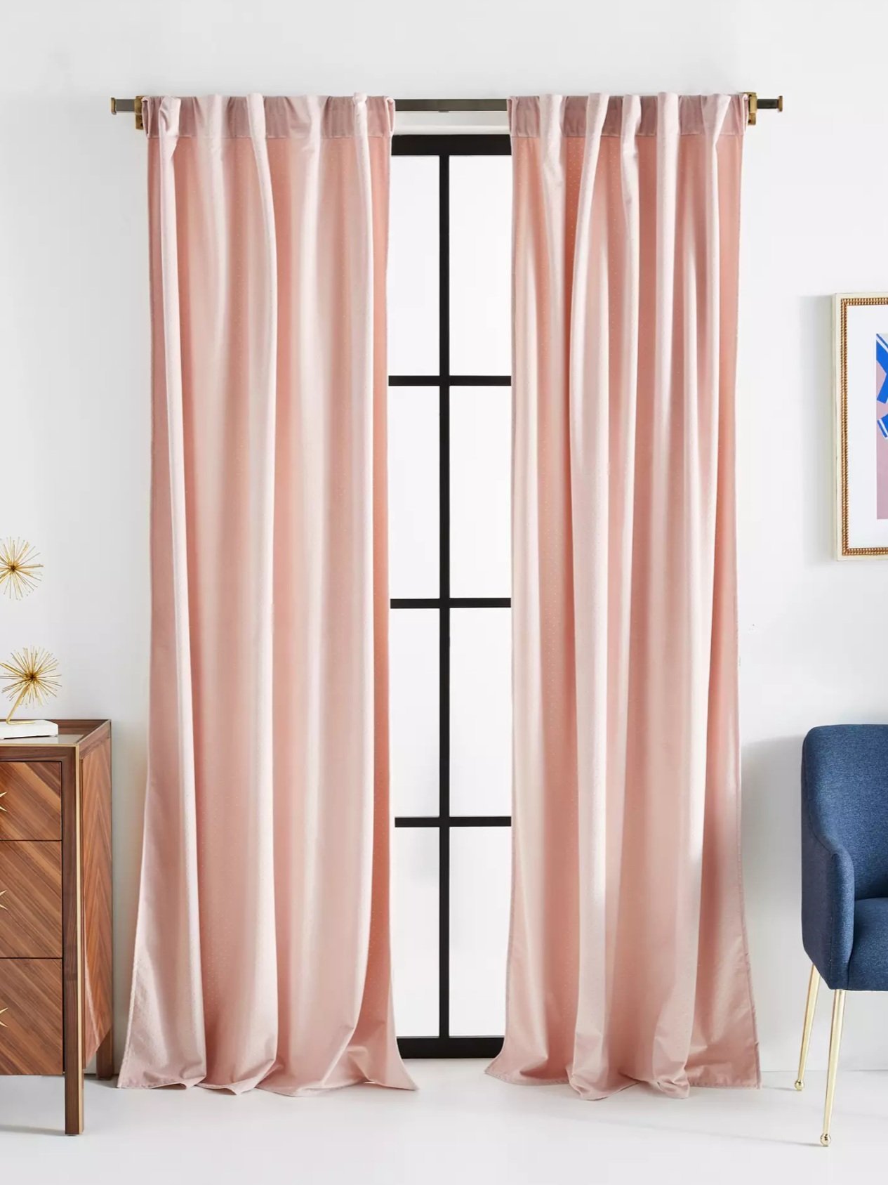 Velvet Louise Curtain - Pink