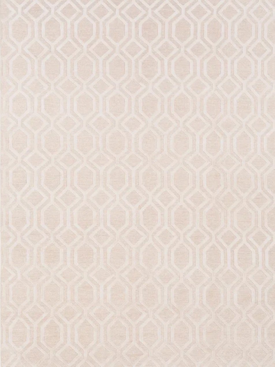 Hand-Knotted Linen Geometric Area Rug in Blush