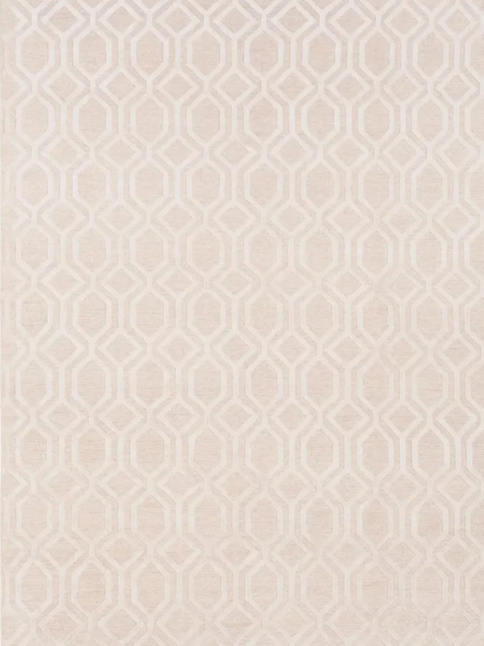 Hand-Knotted Linen Geometric Area Rug in Blush