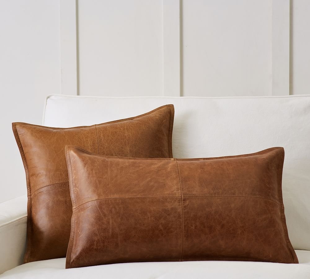 Pieced Leather Pillow Covers