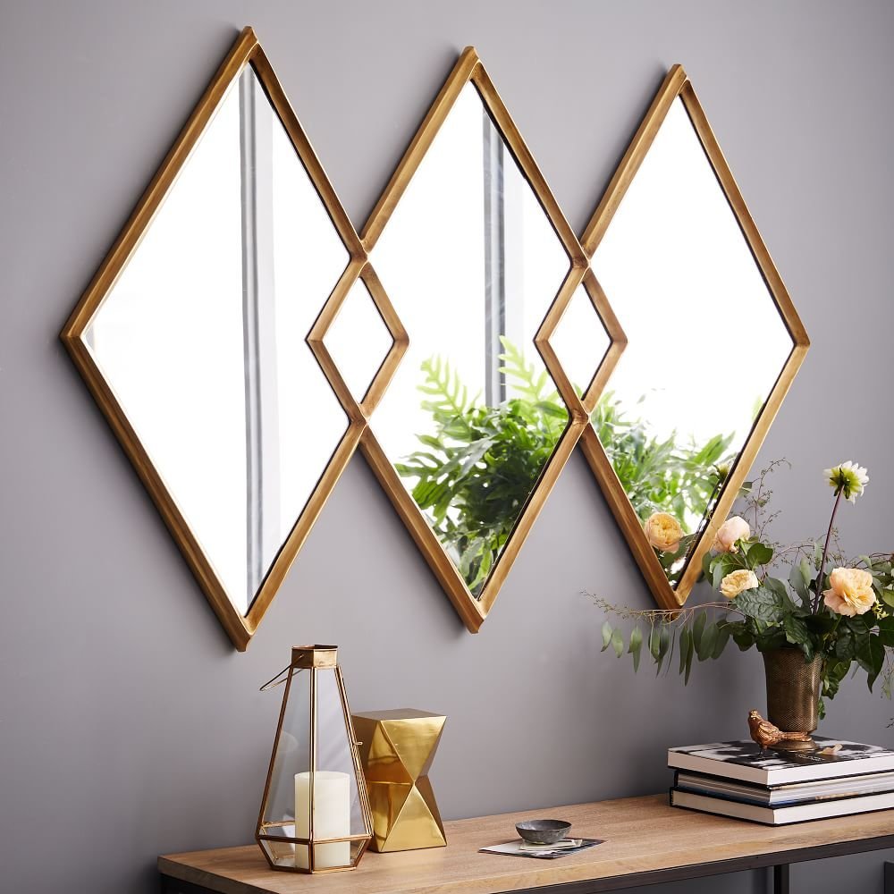 Overlapping Diamonds Metal Wall Mirror